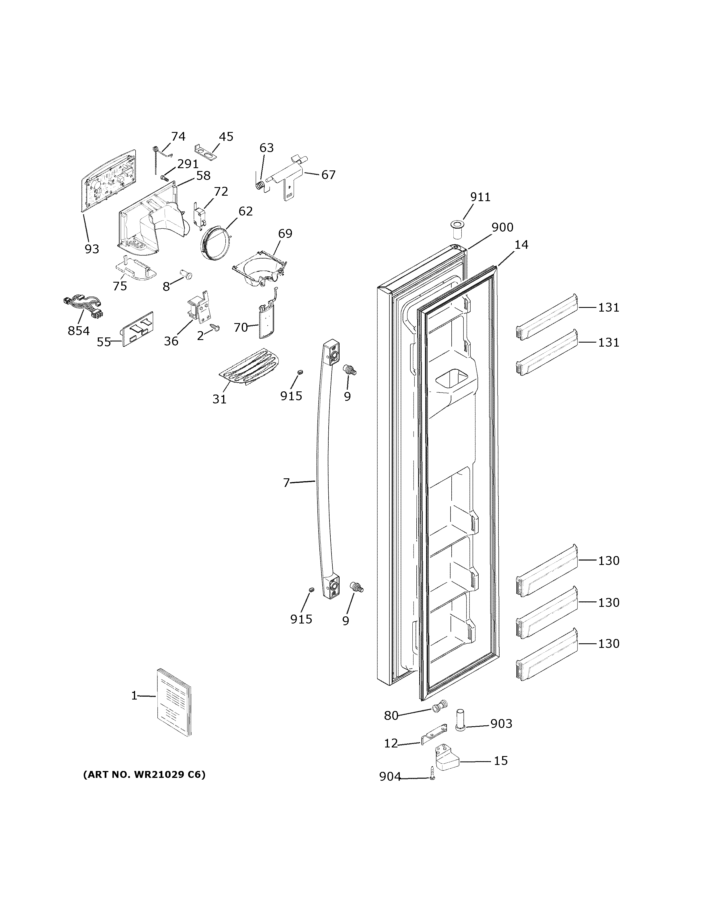 GE GZS22DSJNFSS freezer door diagram