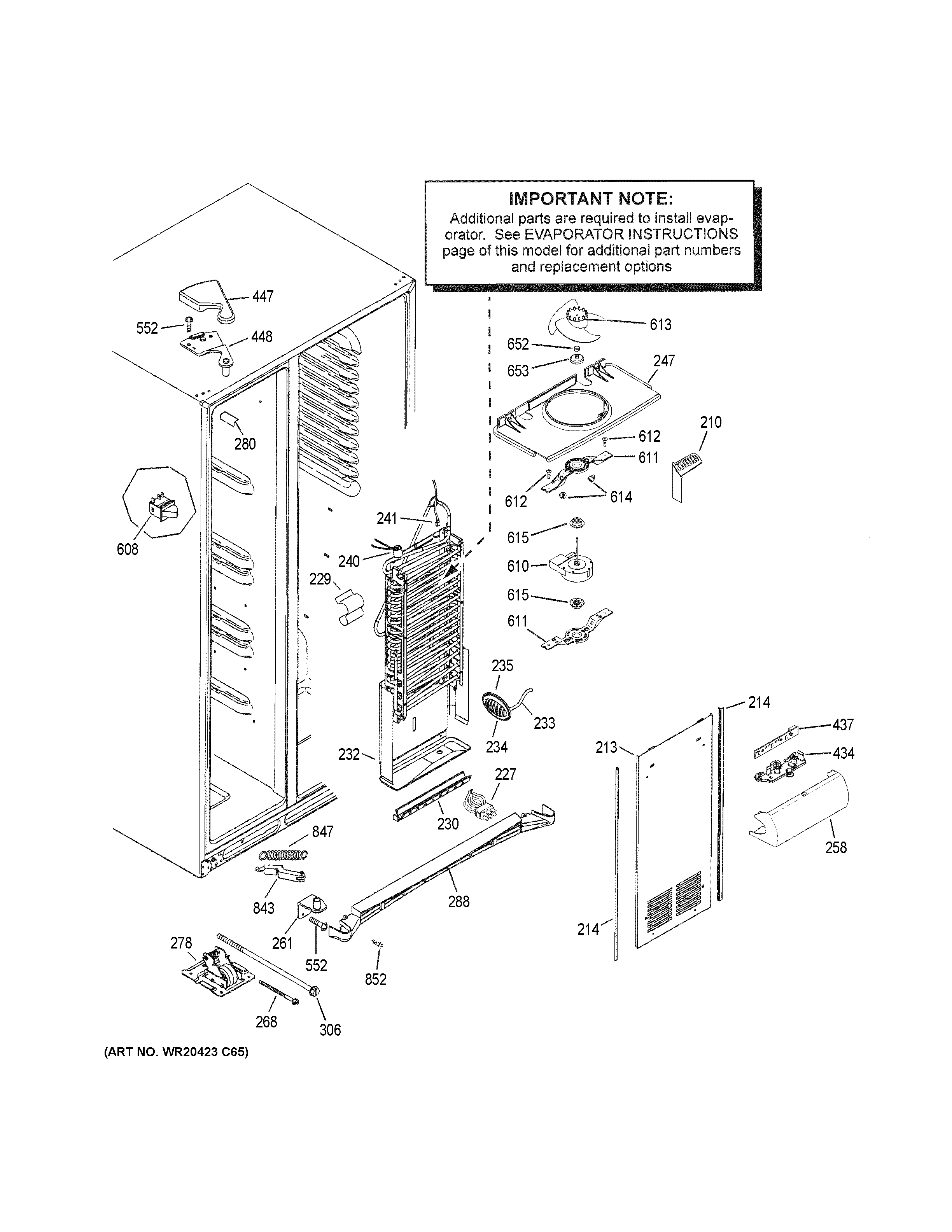 GE GZS22DSJNFSS freezer section diagram