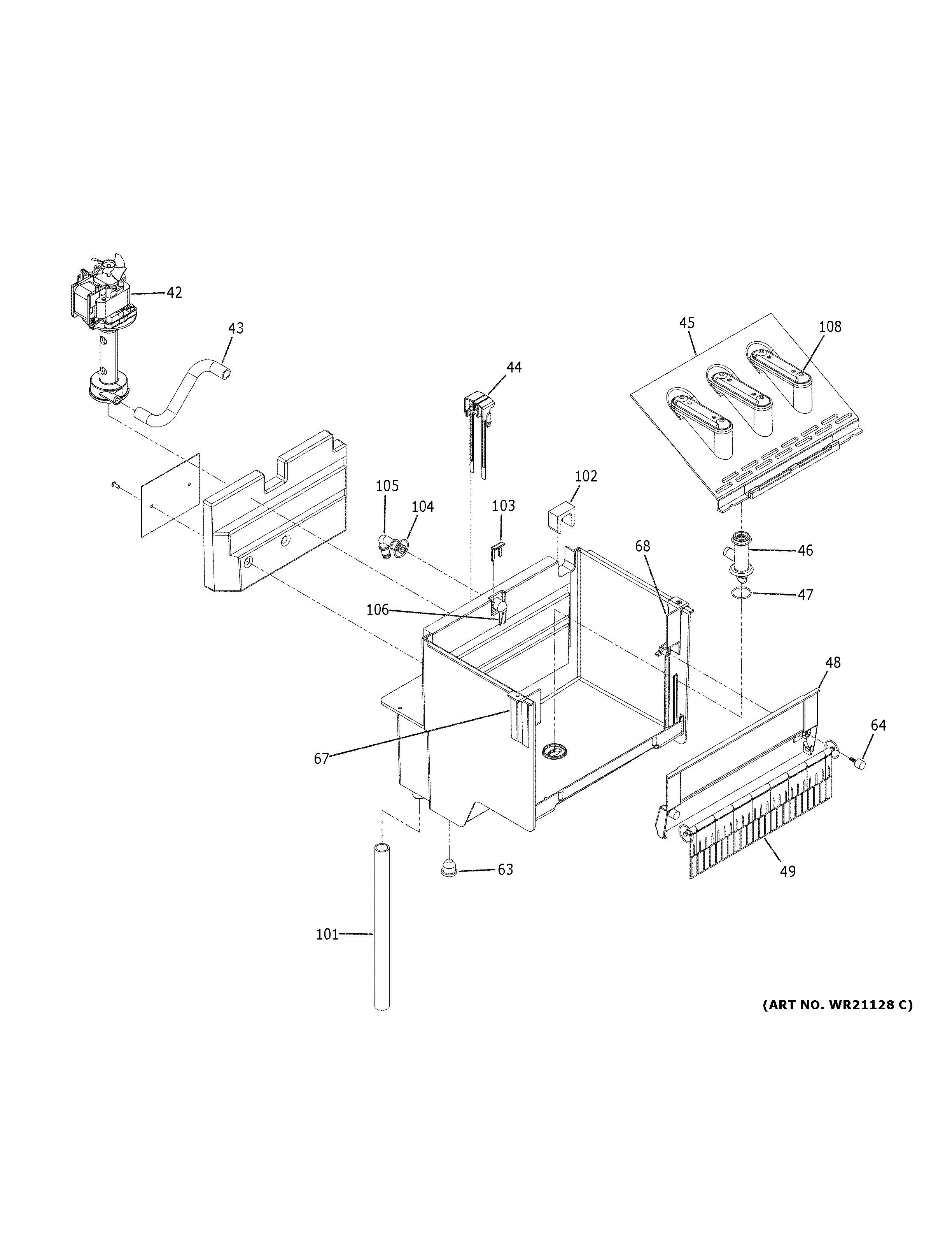 GE UCC15NJCII reservoir & spray pump diagram