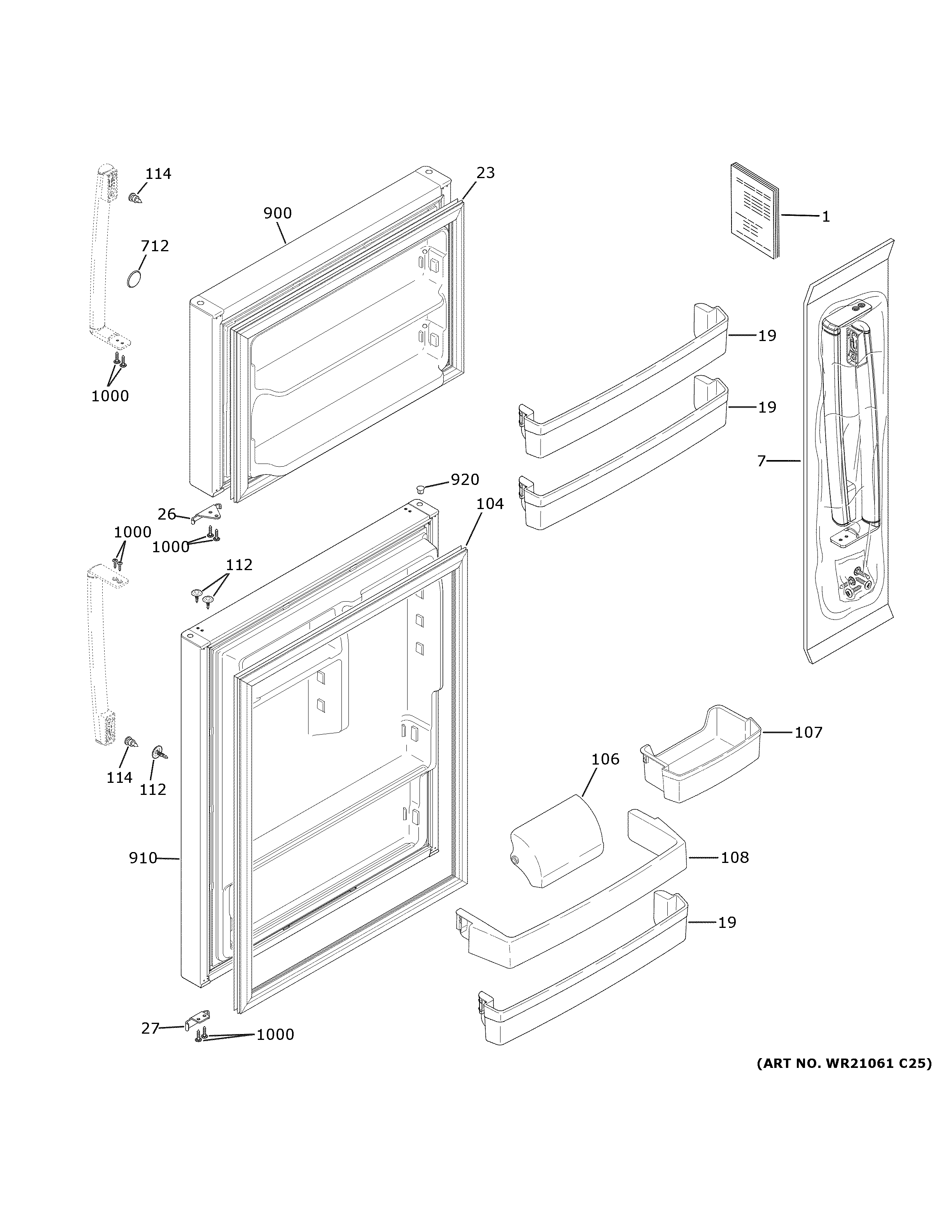 GE GTS19KSNBRSS doors diagram