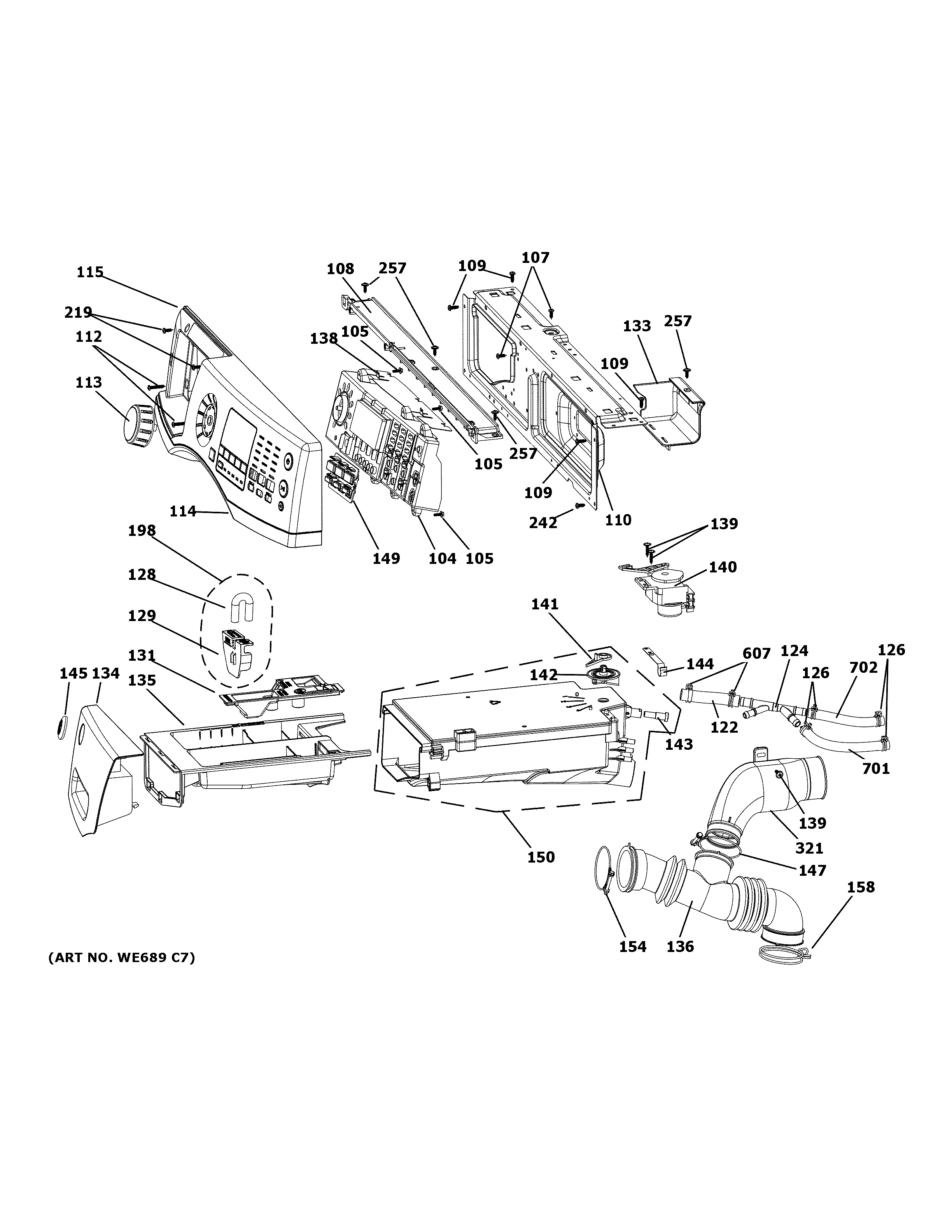 GE GFW450SSM1WW controls & dispenser diagram