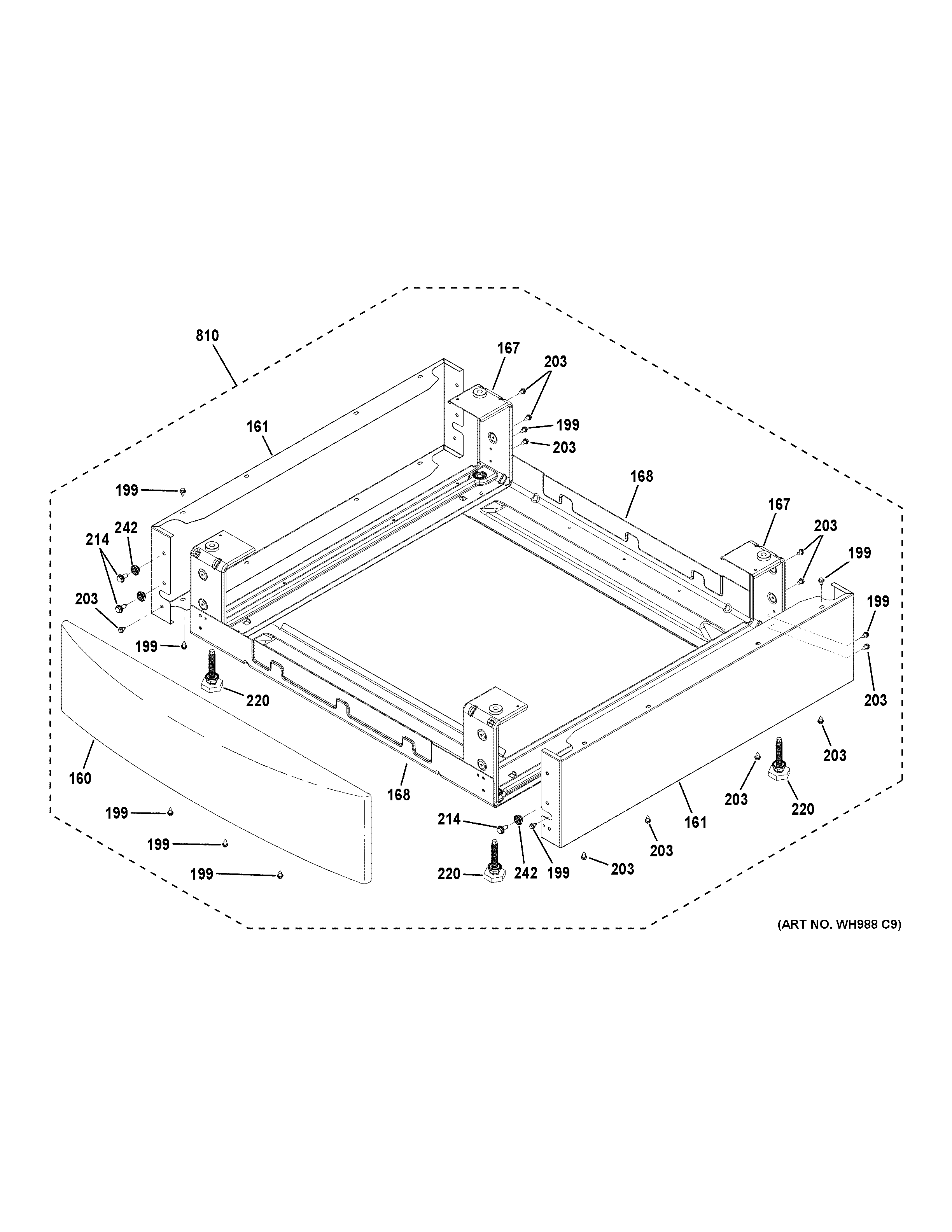 GE GFDR270GH0WW riser assembly diagram