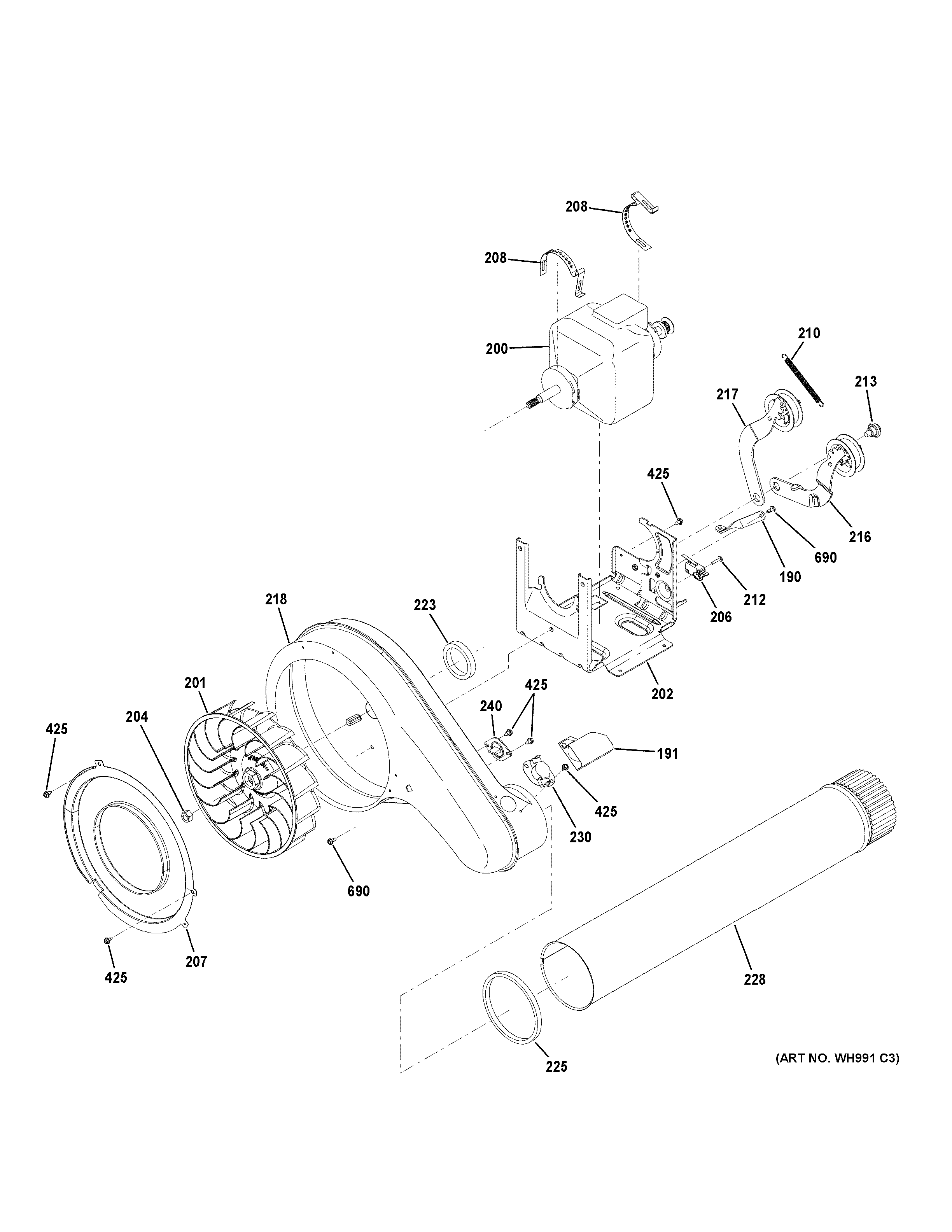 GE GFDR275GH0MC blower & motor diagram