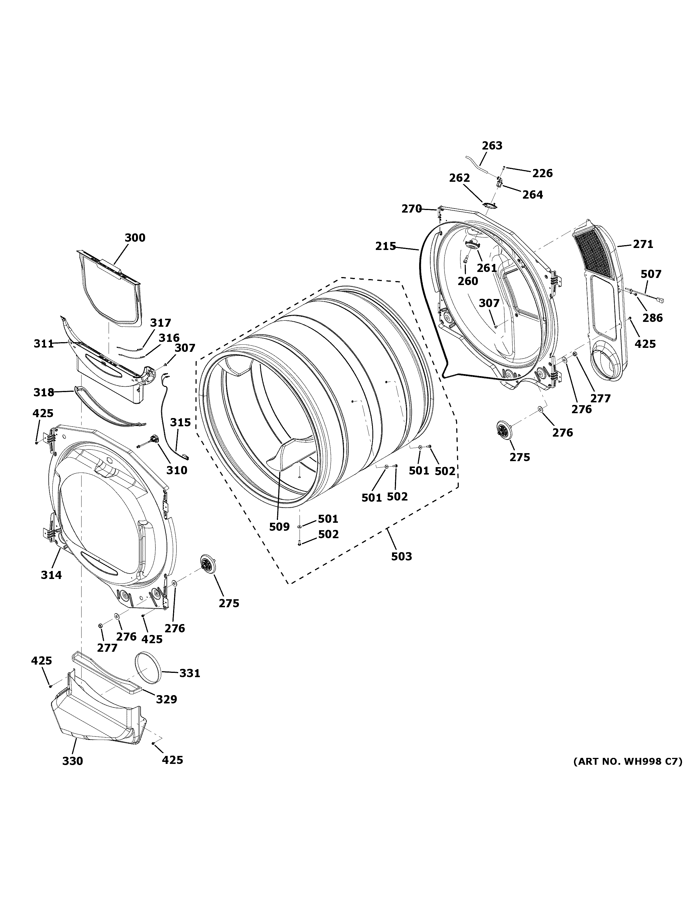 GE GFD49GRPK0DG drum diagram