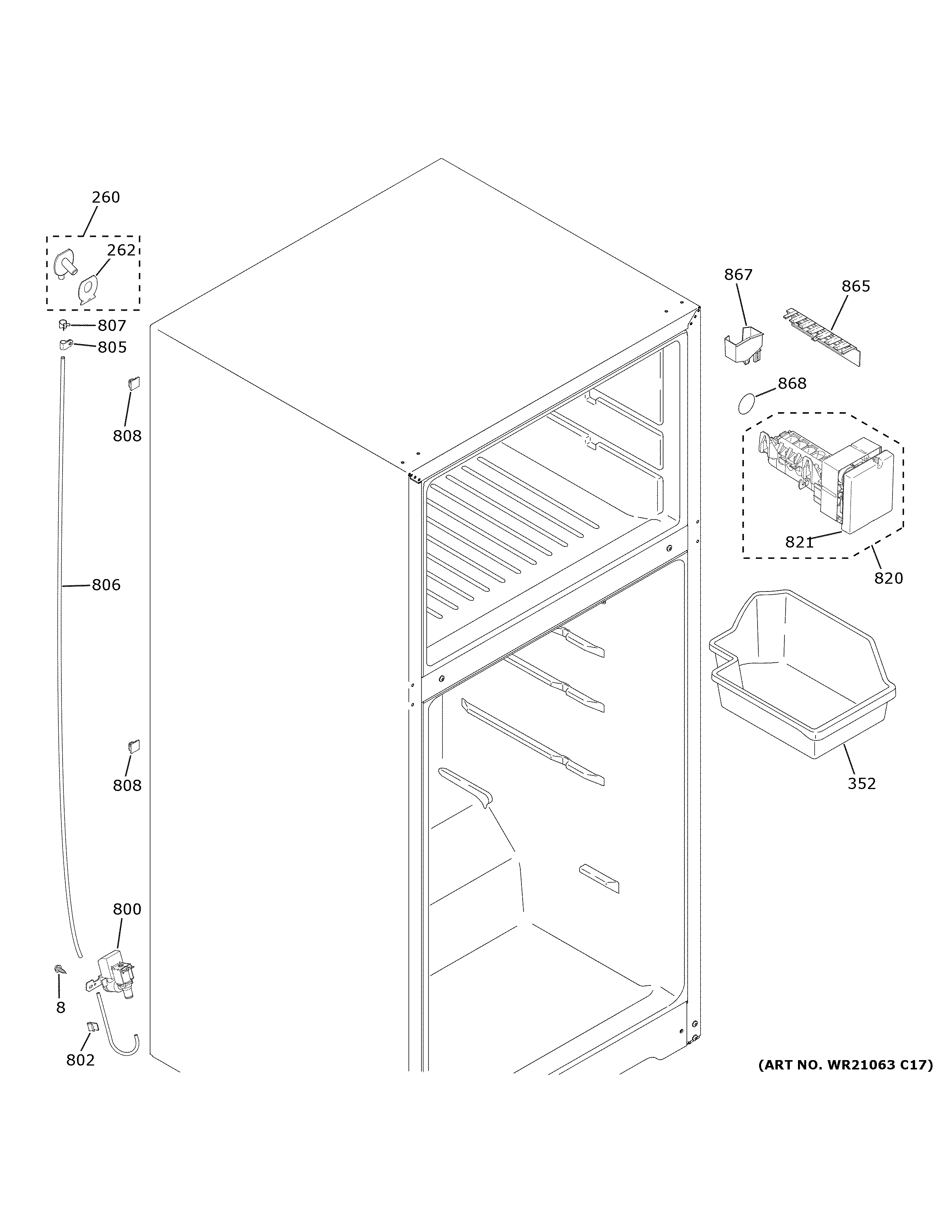 GE GIE21GTHDBB ice maker diagram