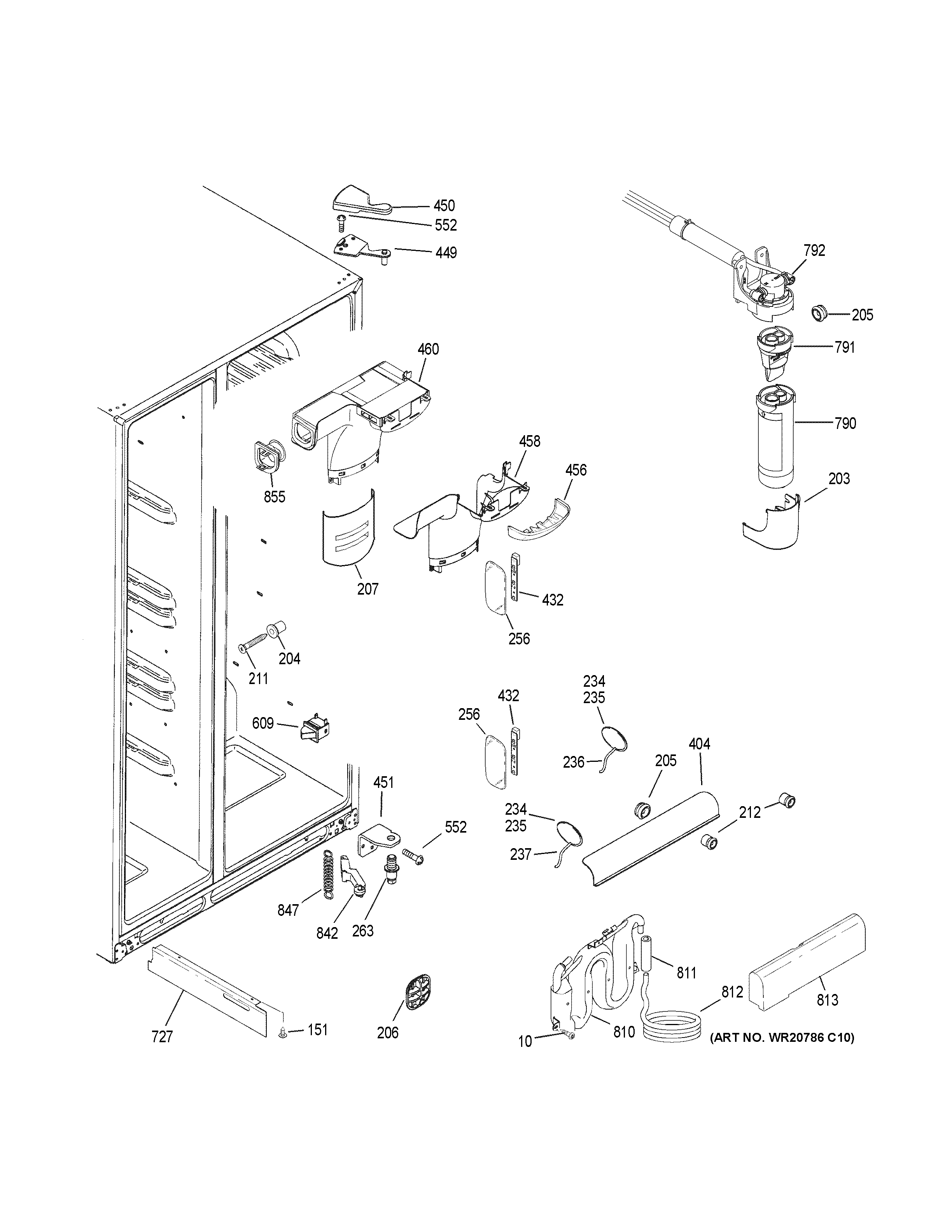GE DSE25JGHKCBB fresh food section diagram