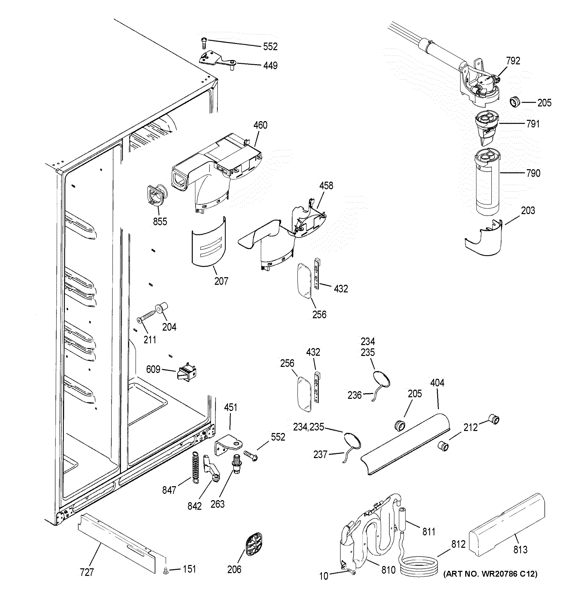 GE PSE25KSHKHSS fresh food section diagram