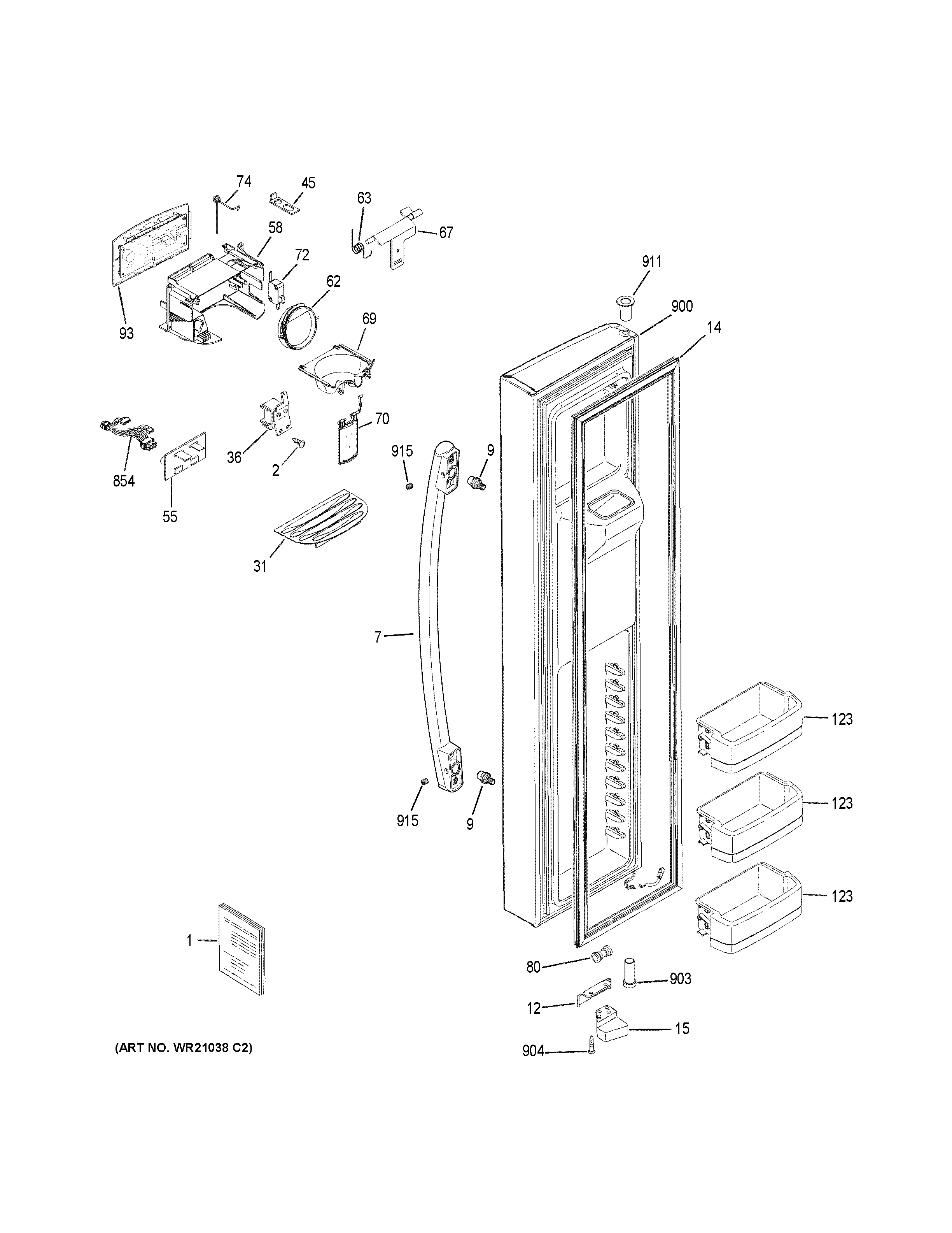 GE PSS28KSHKCSS freezer door diagram