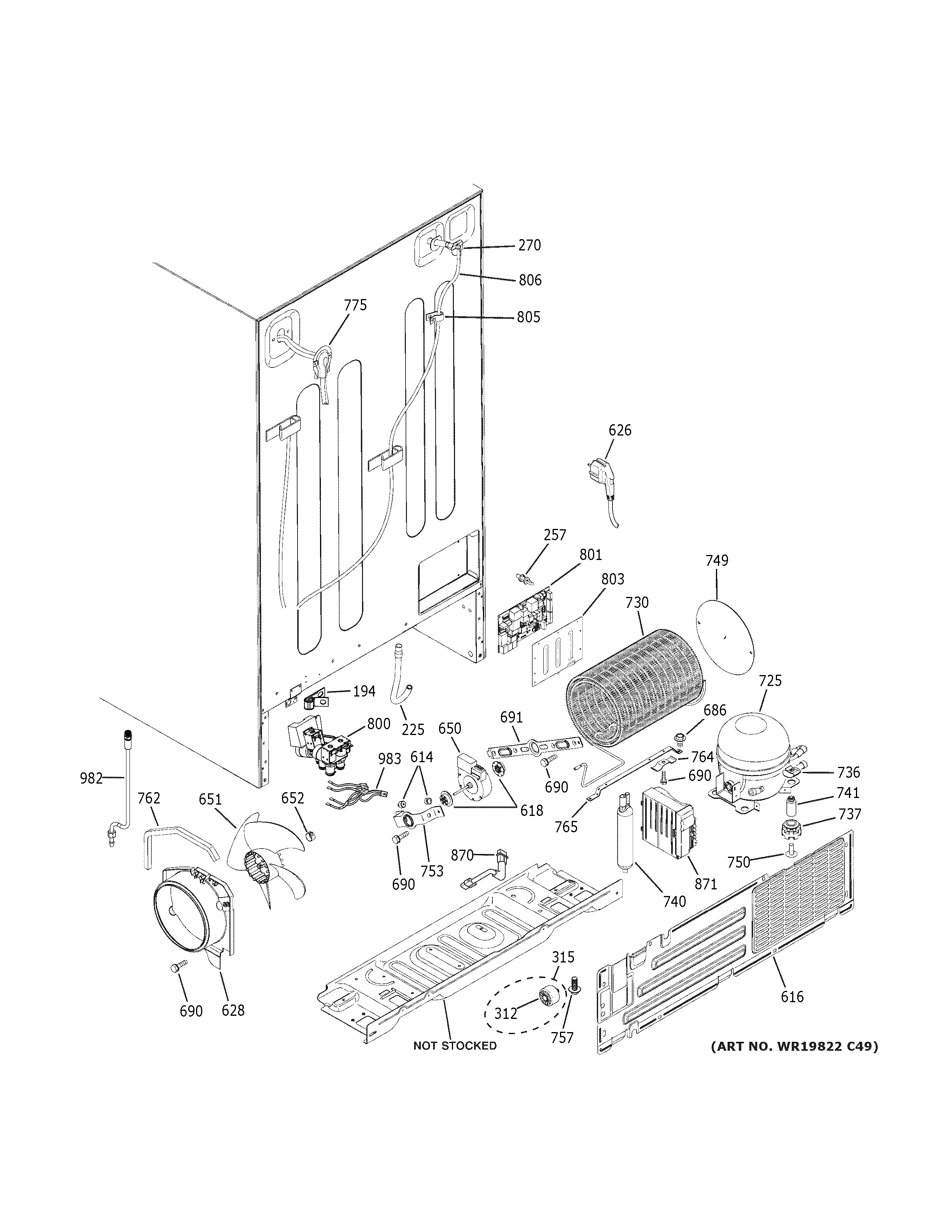 GE PSS28KSHKCSS machine compartment diagram