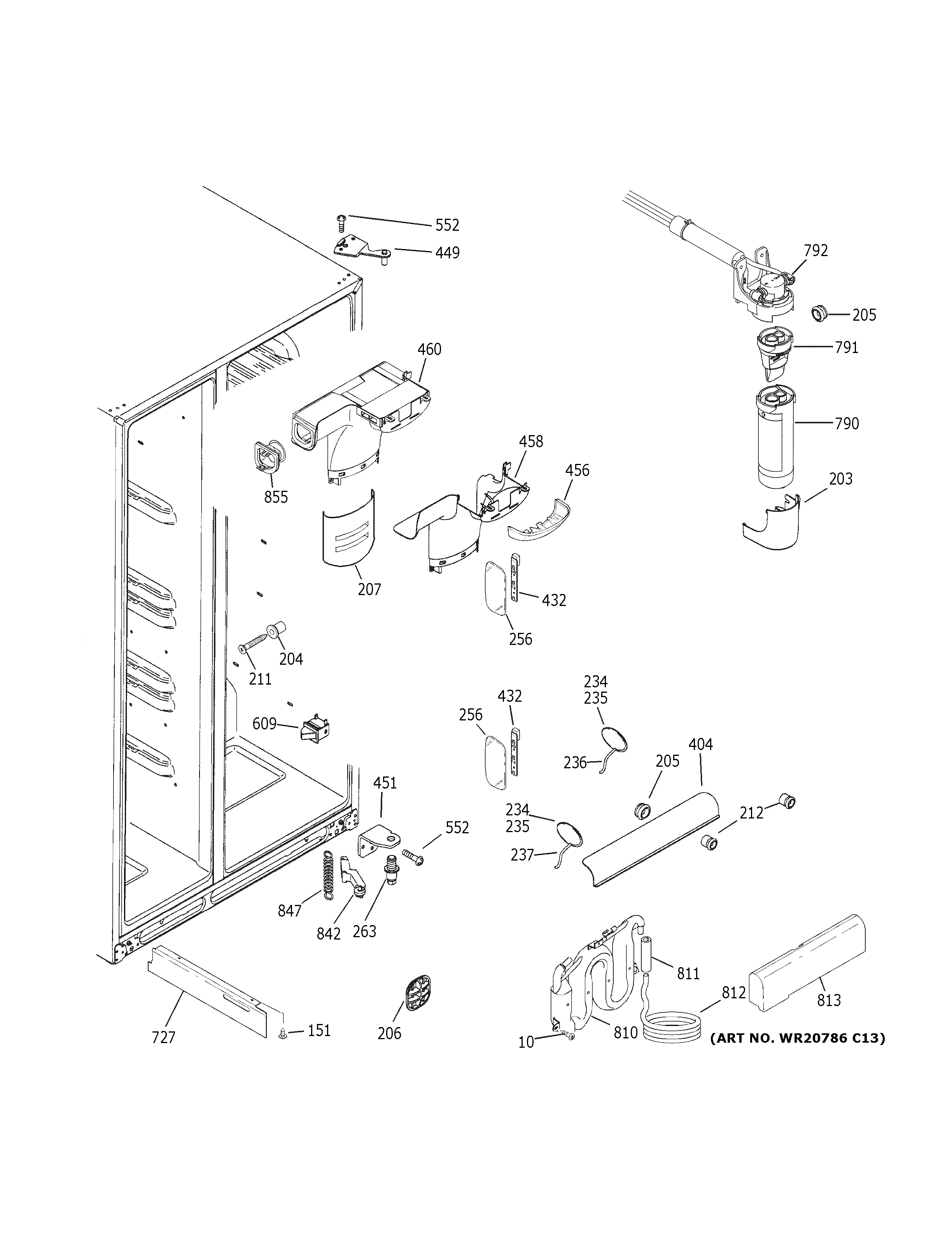 GE GSS25IGNBHBB fresh food section diagram