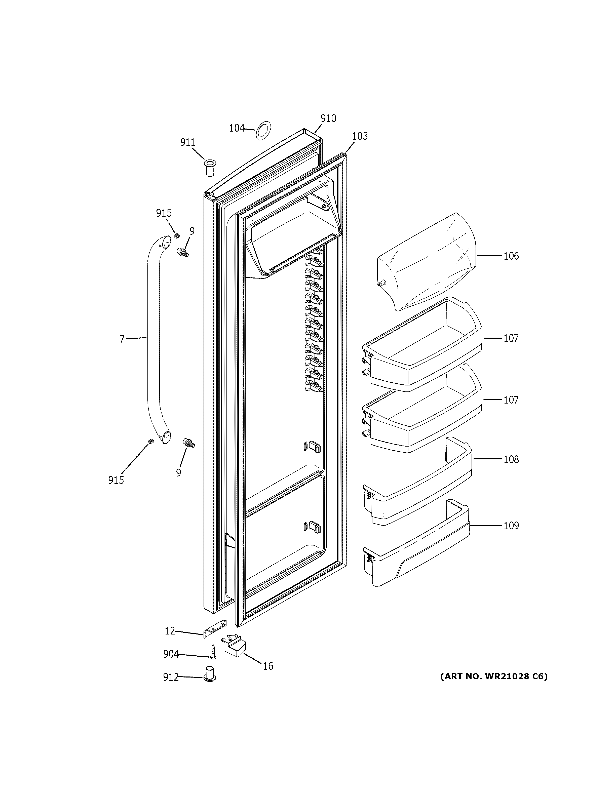 GE GSS25CSHLCSS fresh food door diagram