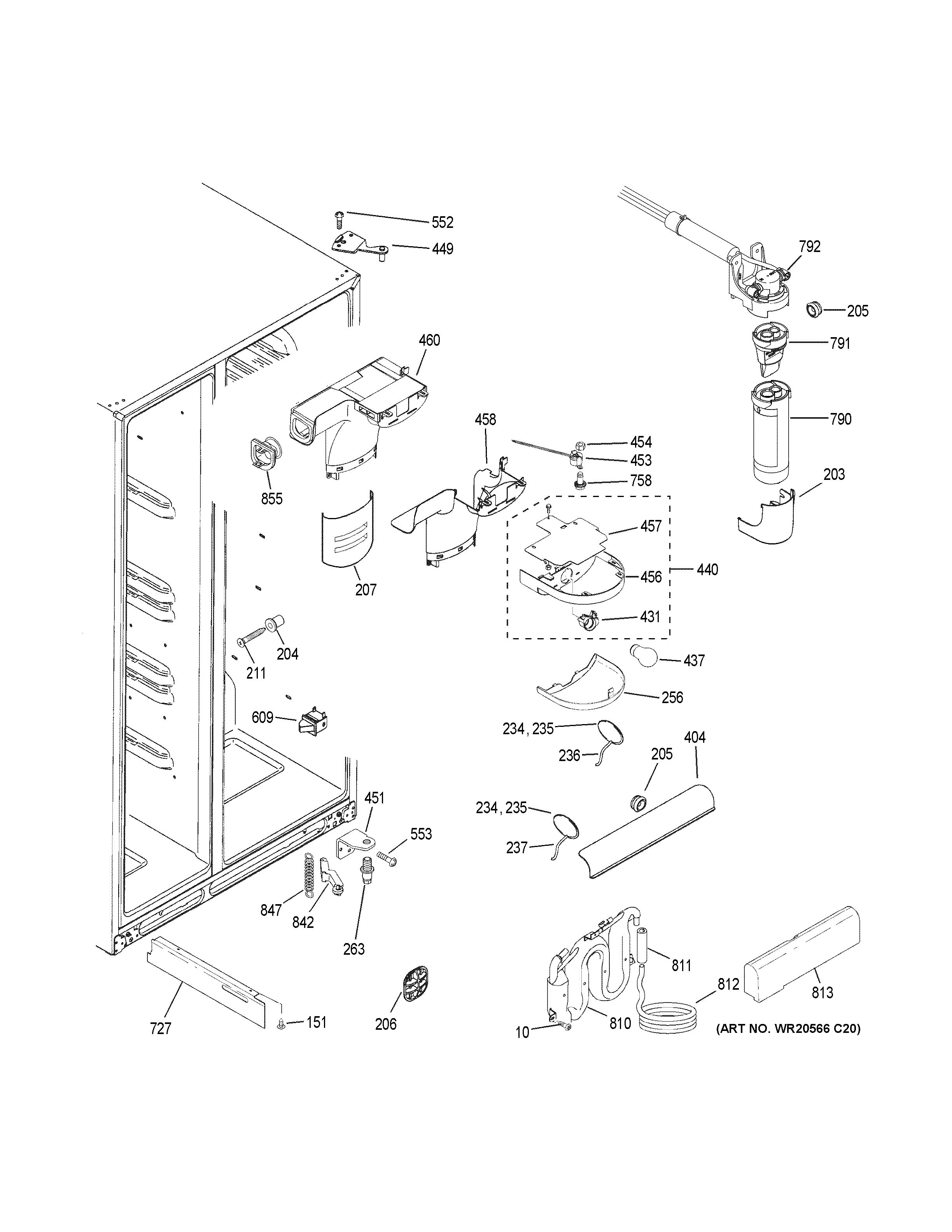 GE GSS25CSHLCSS fresh food section diagram