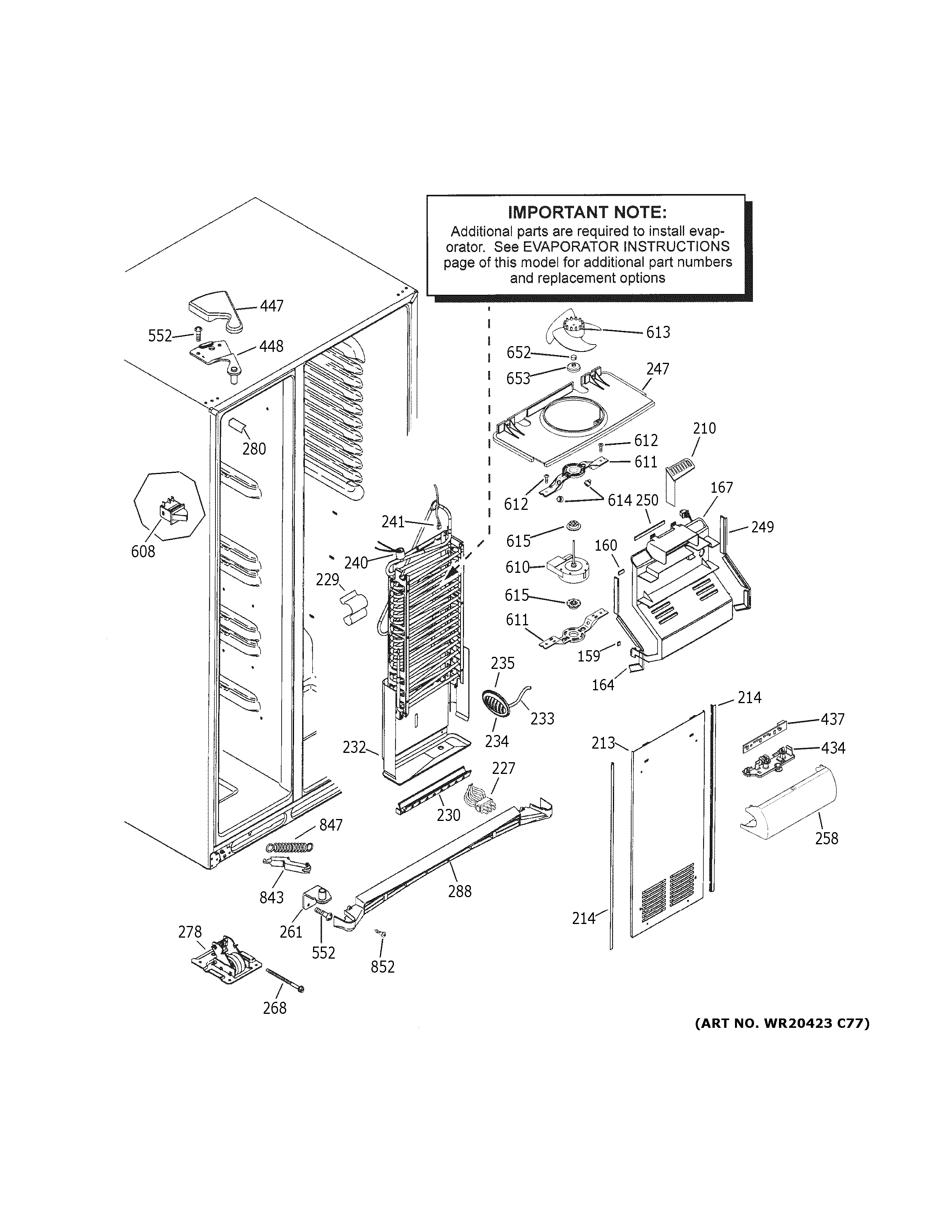 GE GSS25LSLLCSS freezer section diagram