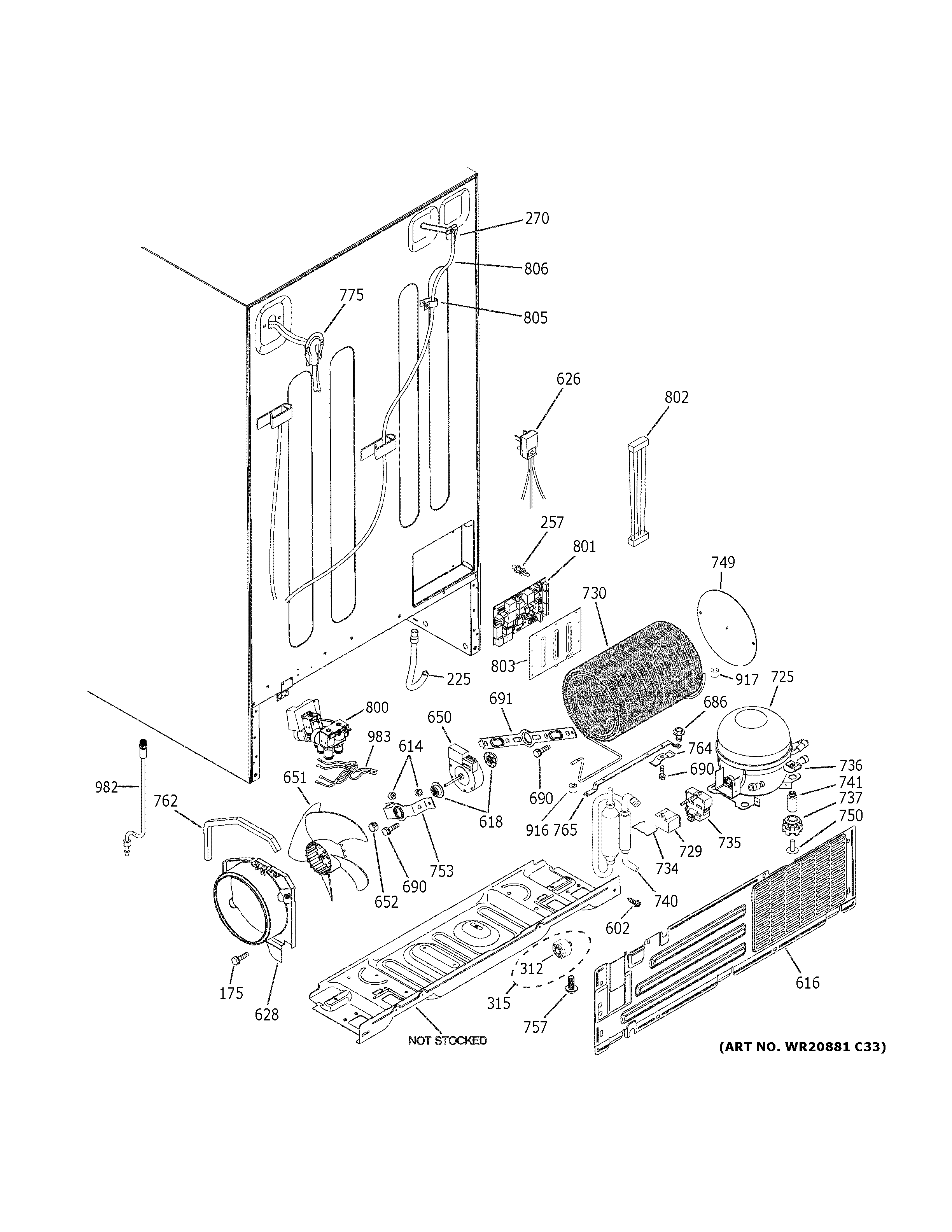 GE GSS25IENEHDS machine compartment diagram