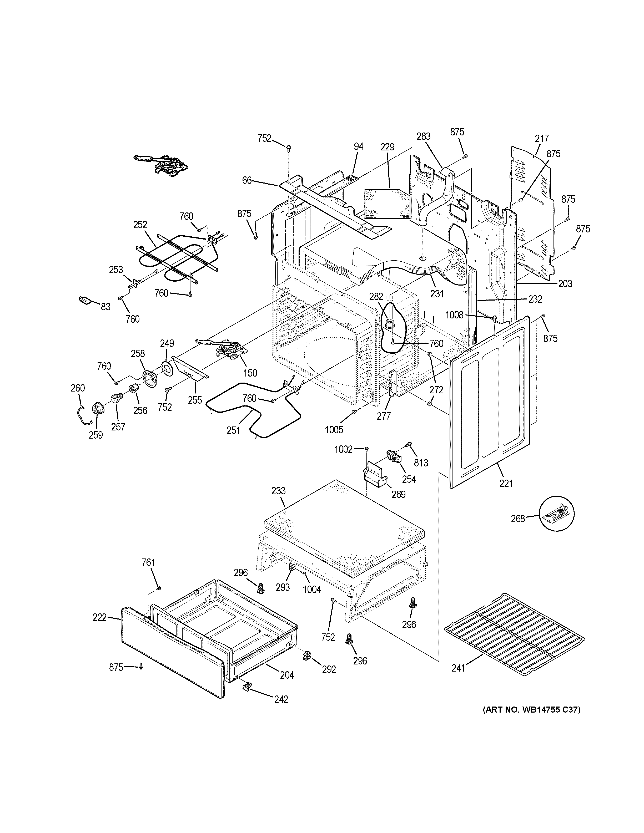 GE XB625RK5SS body parts diagram