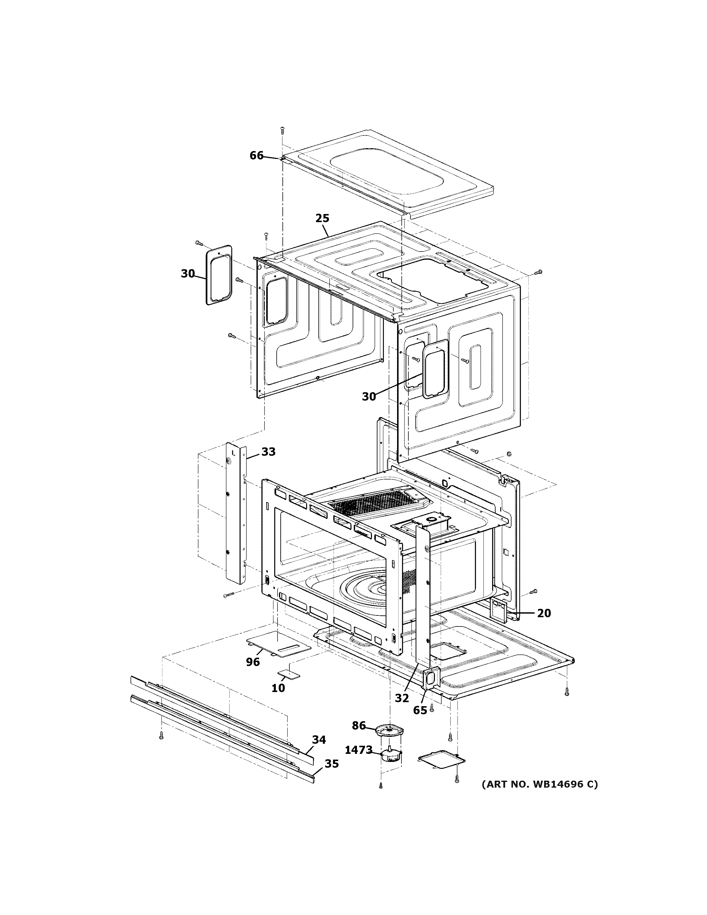 GE PSB1201NSS01 oven cavity parts diagram