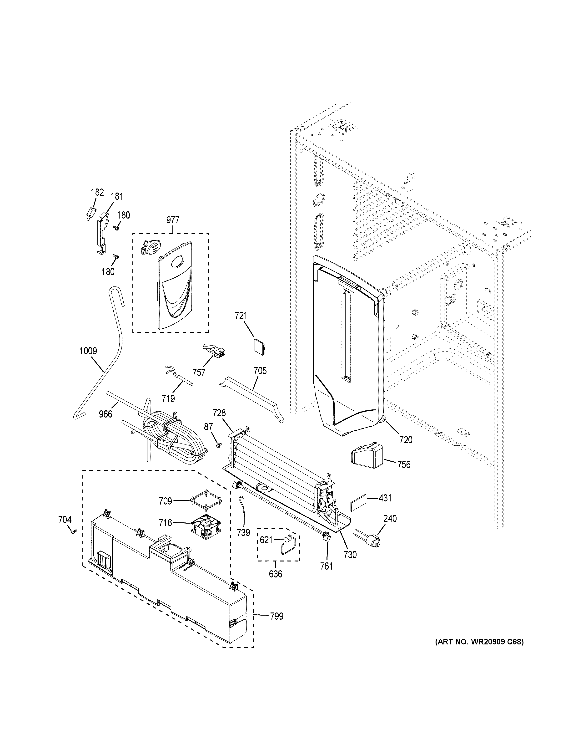 GE PWE23KELDDS fresh food section diagram