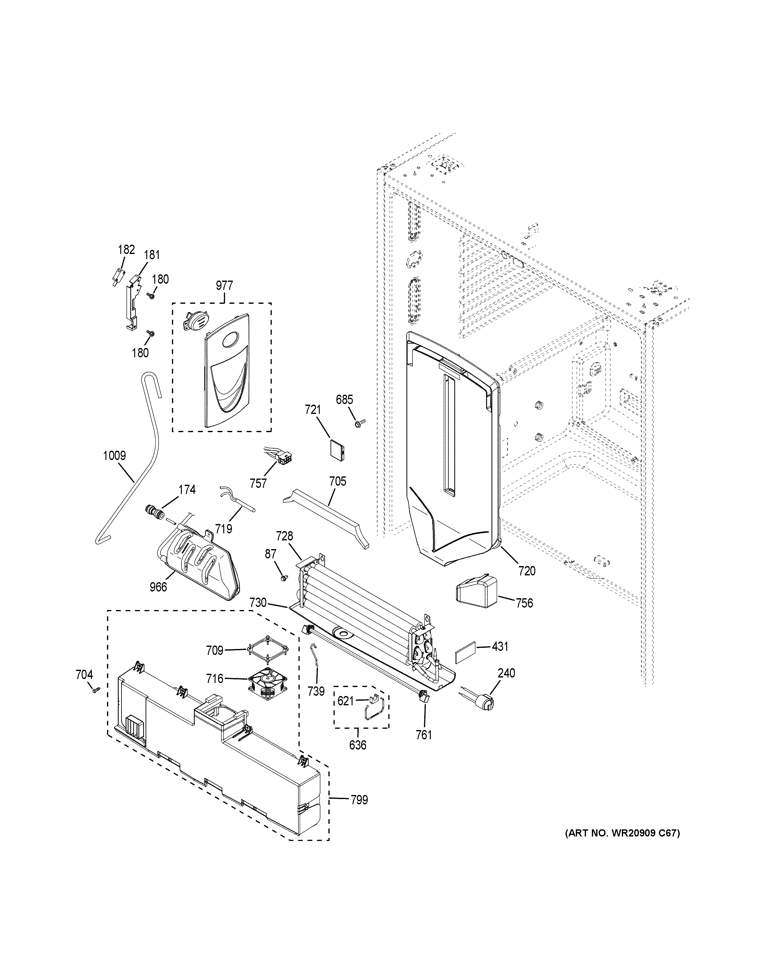 GE ZWE23ESHRSS fresh food section diagram