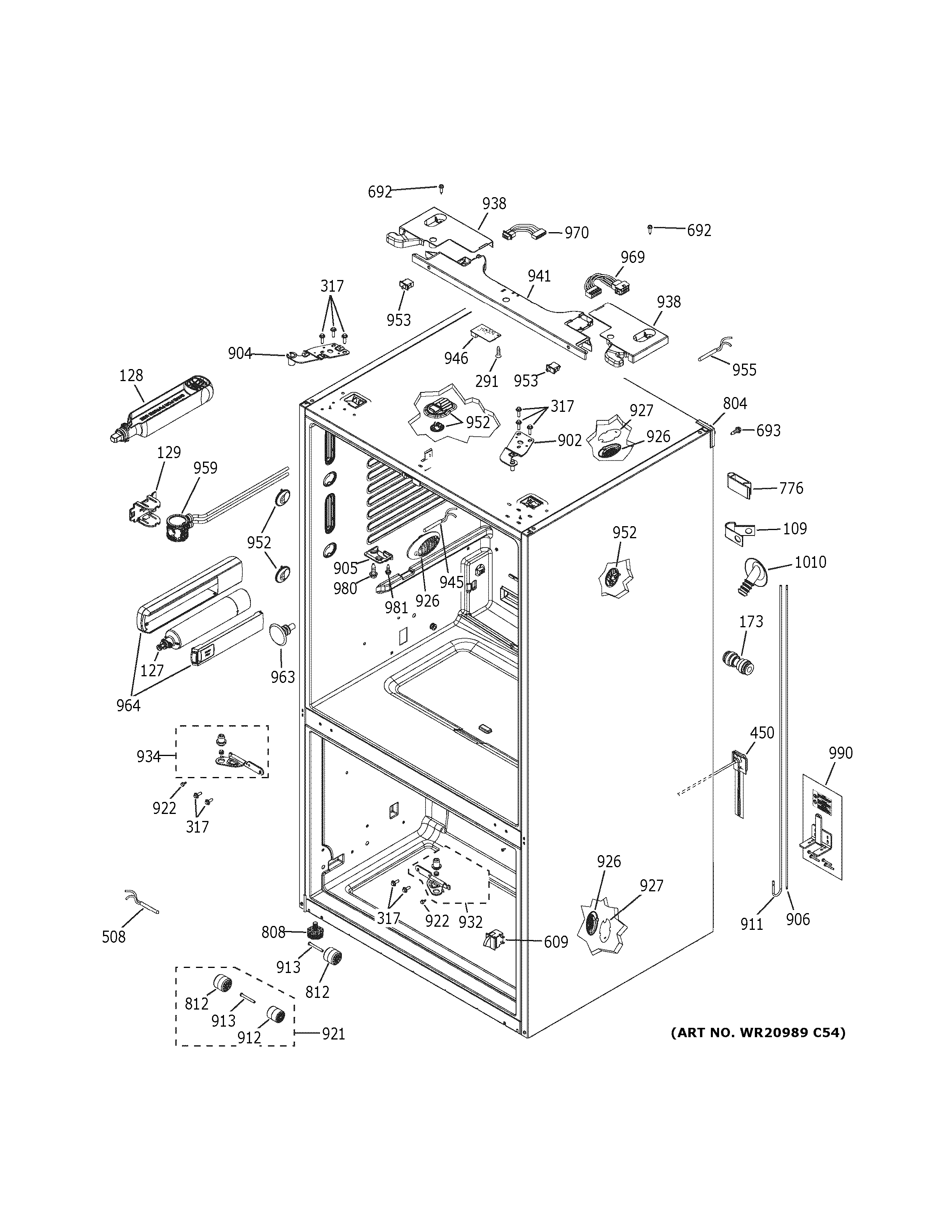 GE CWE23SP3MDD1 case parts diagram