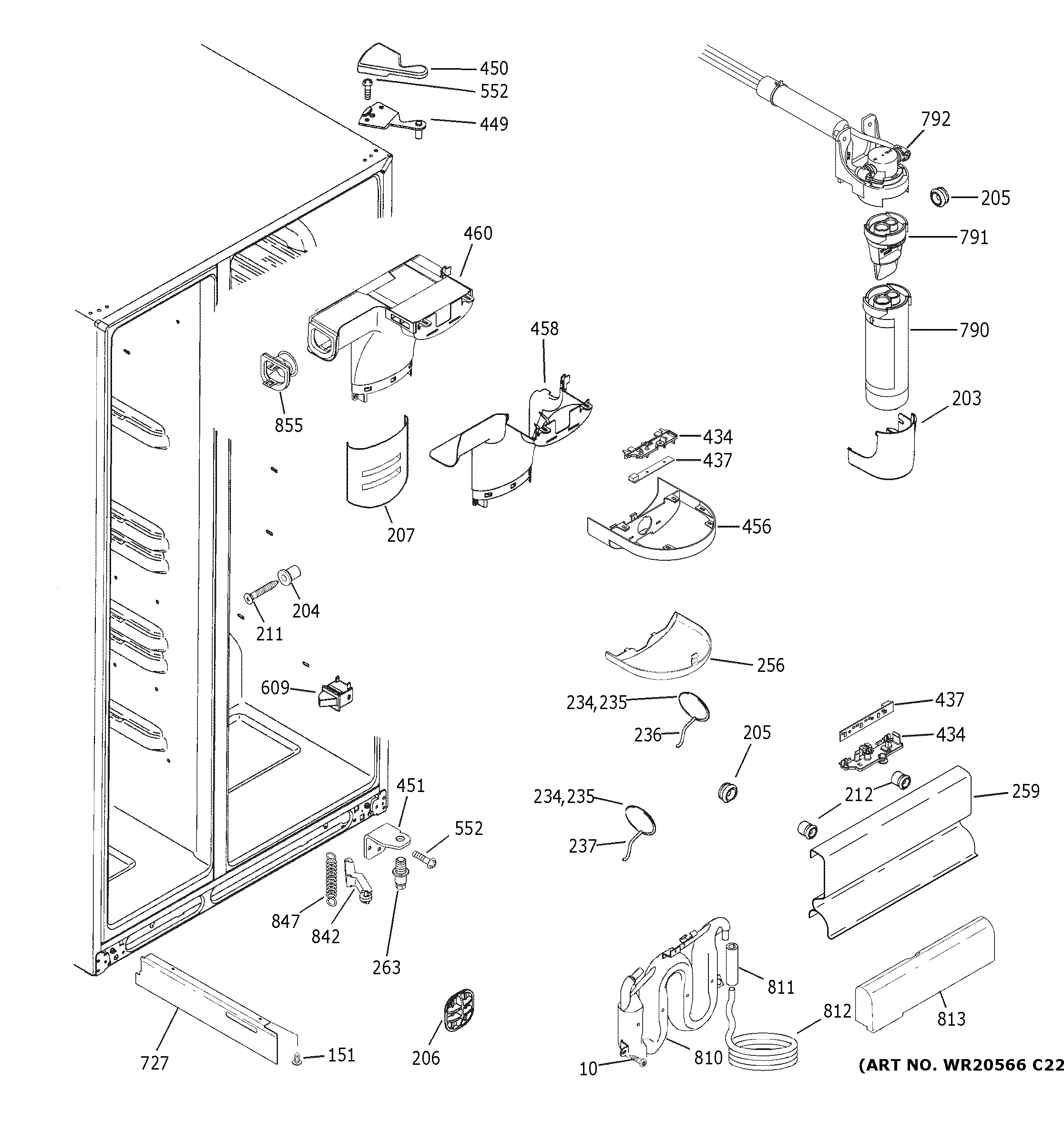 GE GSS25GSHDCSS fresh food section diagram