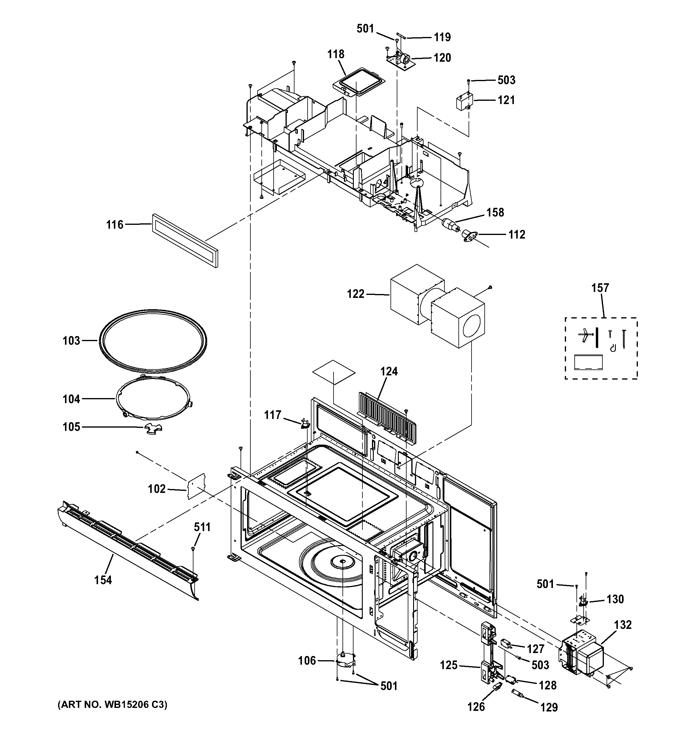 Hotpoint RVM5160DH2BB oven cavity parts diagram