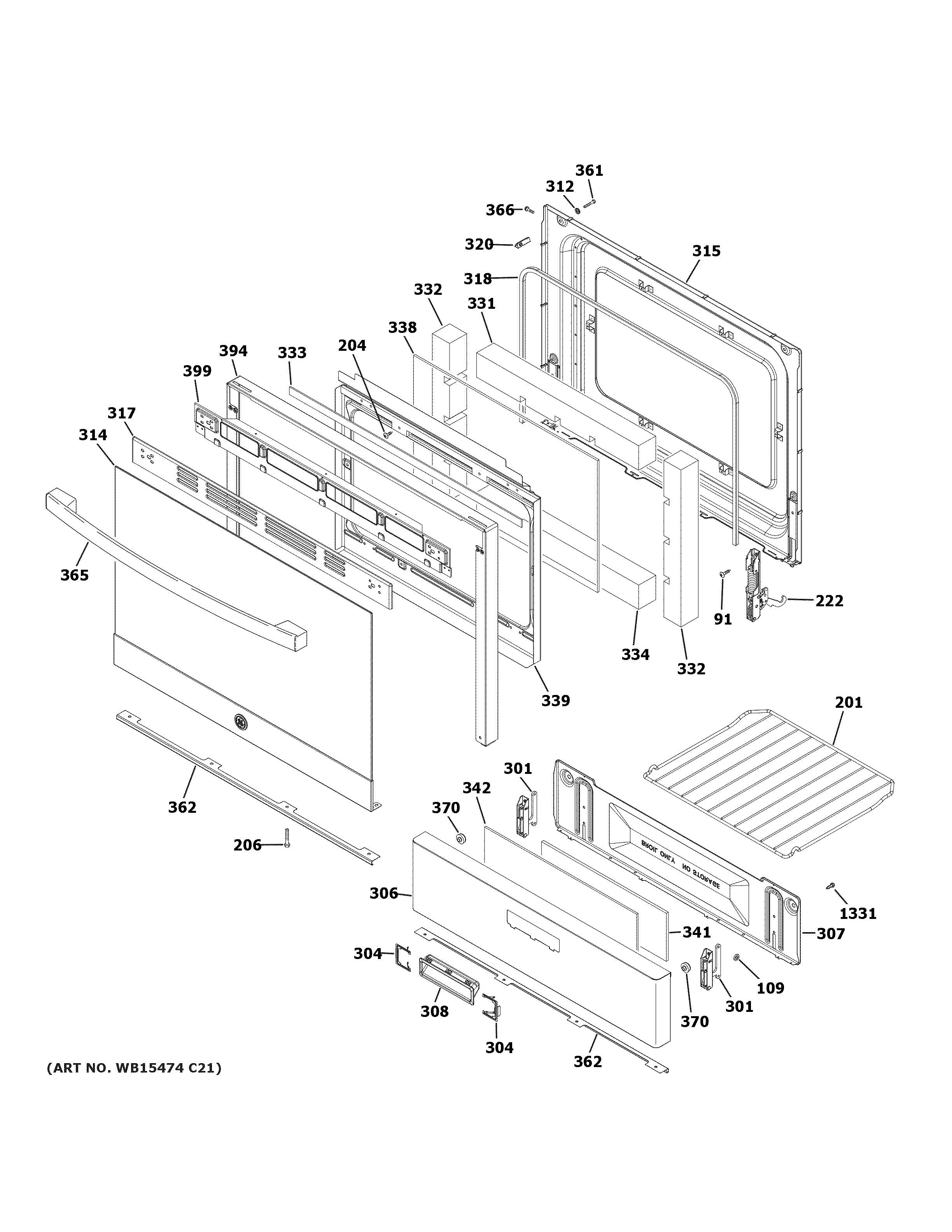 GE JGBS62REK2SS door & drawer parts diagram