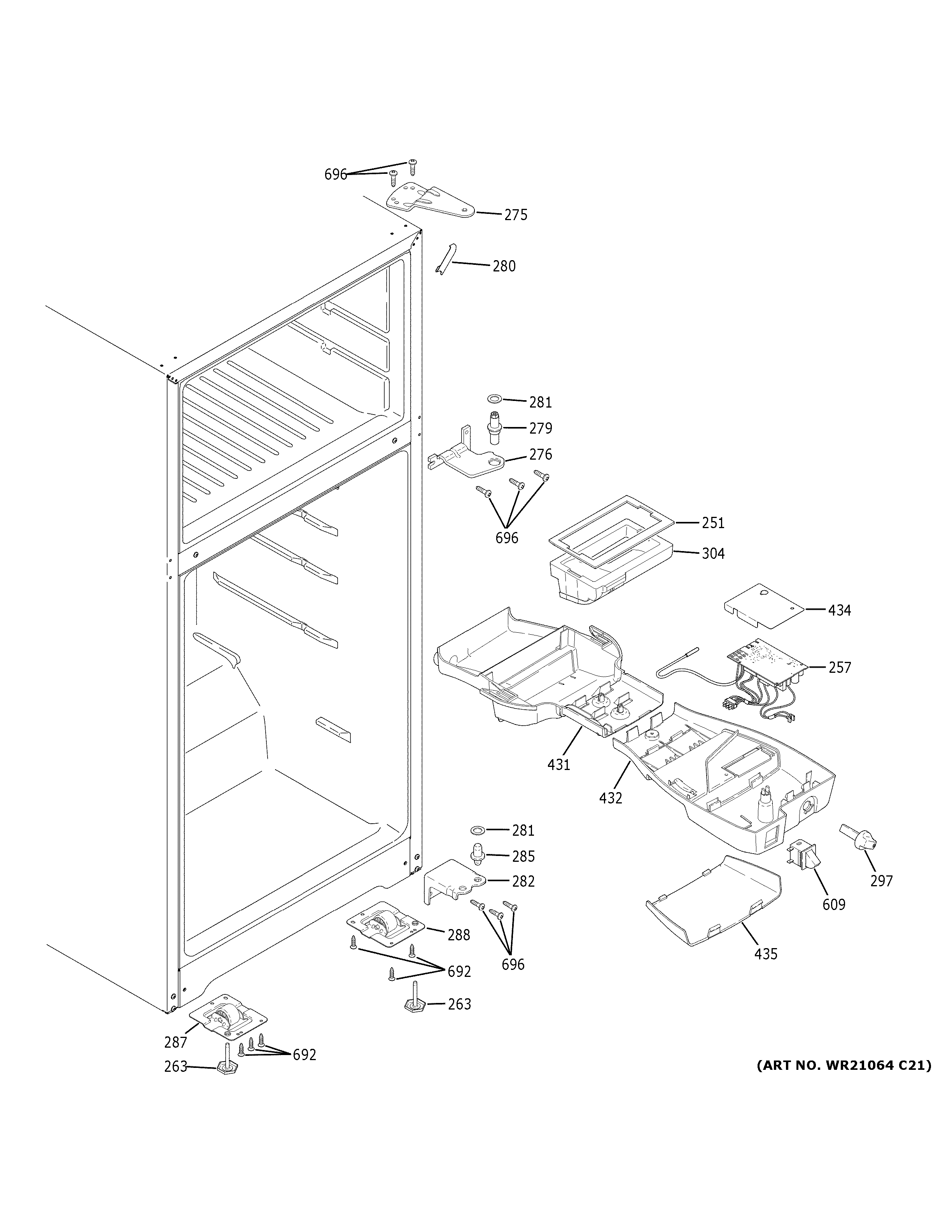 Hotpoint HPS18BTNDRWW fresh food section diagram