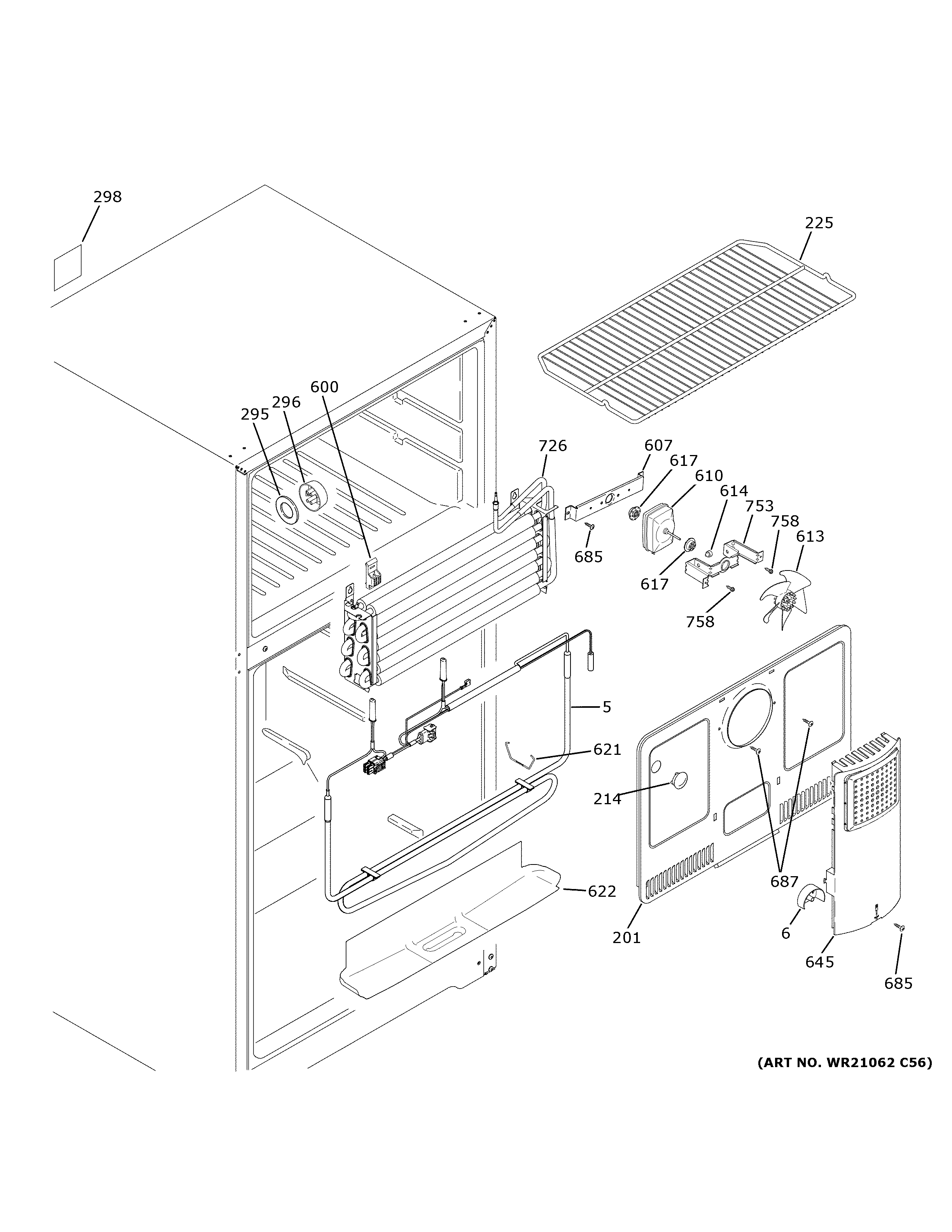 Hotpoint HPS16BTNDLWW freezer section diagram