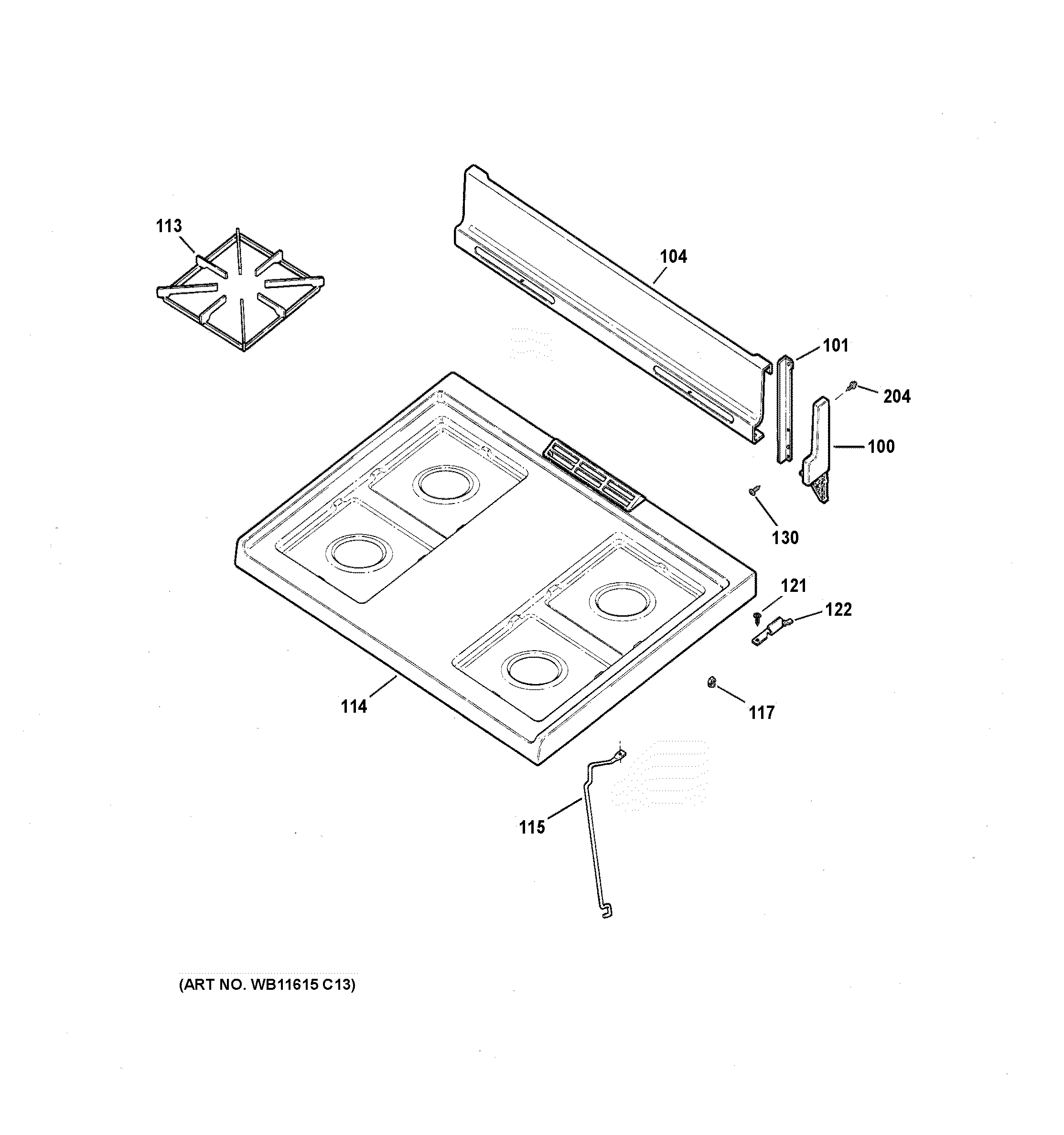 Hotpoint RGBS100DM1BB cooktop diagram