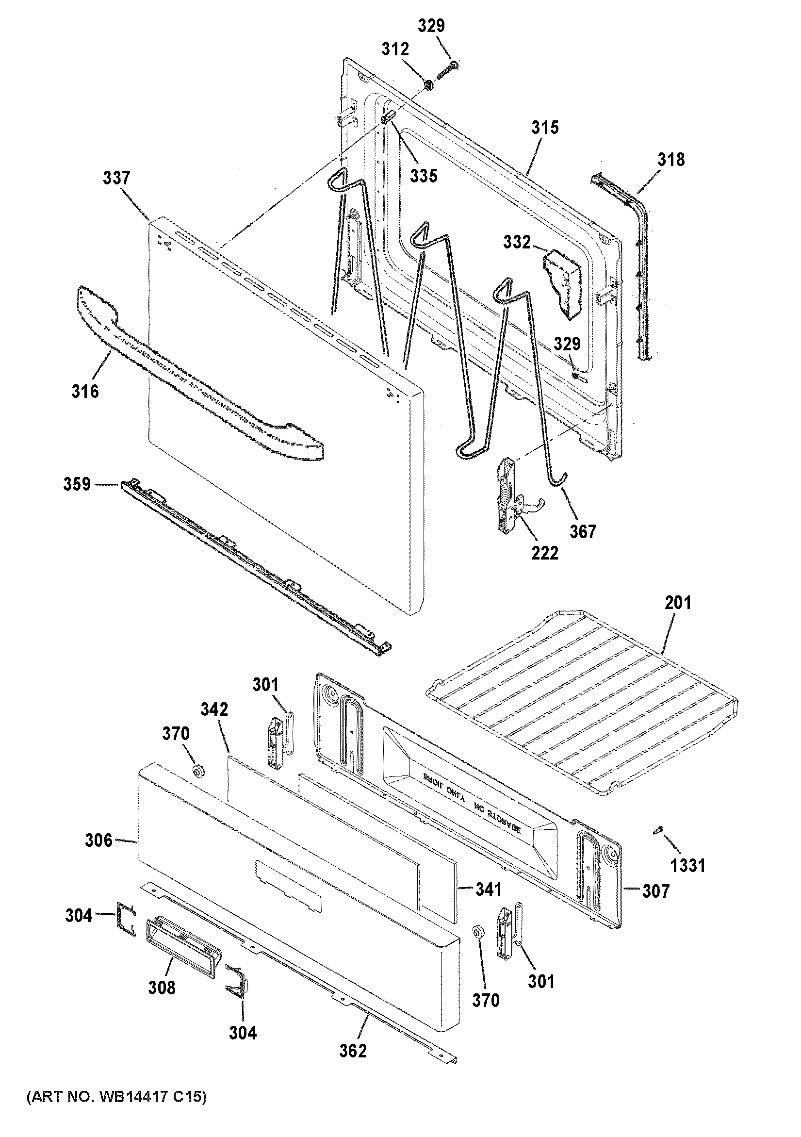 Hotpoint RGBS100DM1BB door & drawer parts diagram