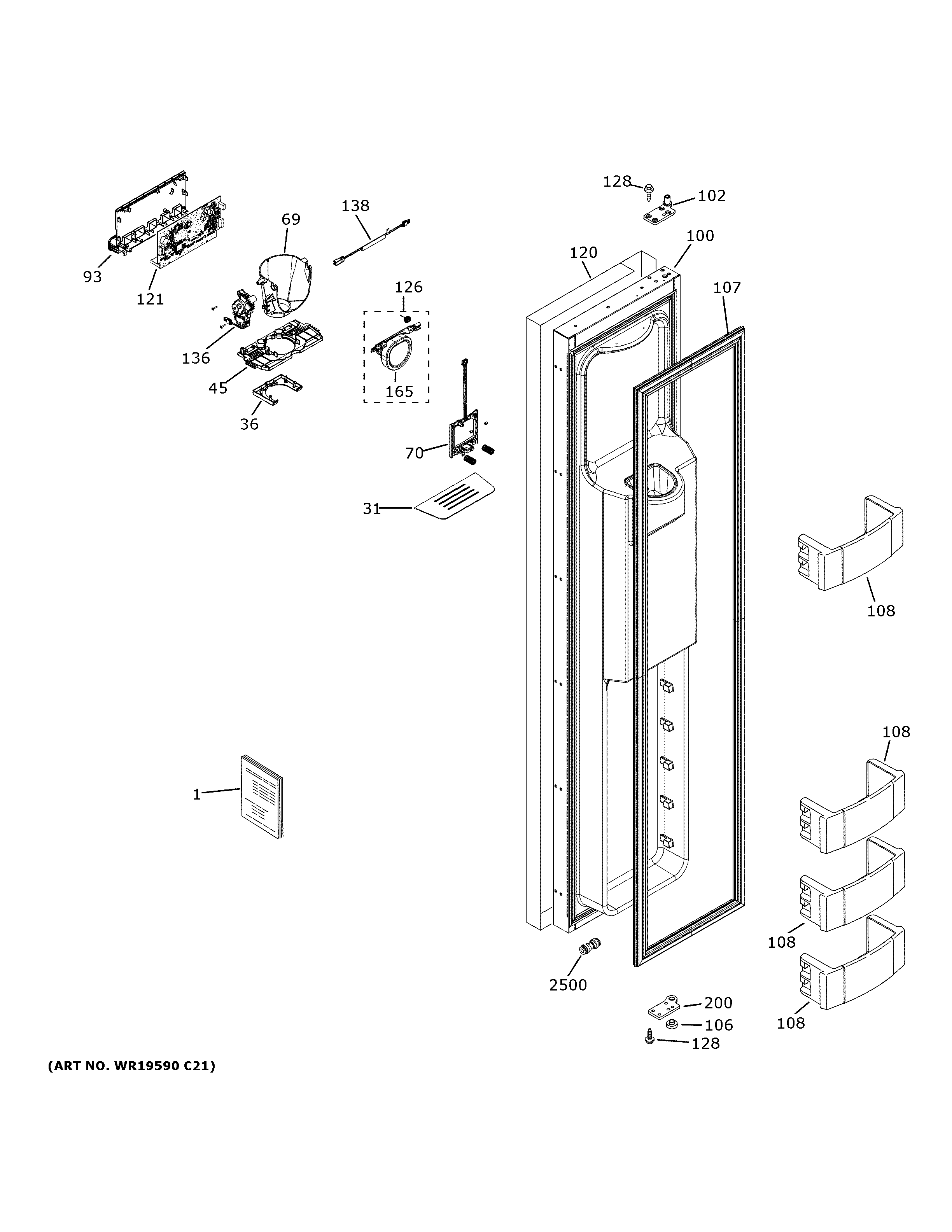 GE ZISS360DNBSS freezer door diagram