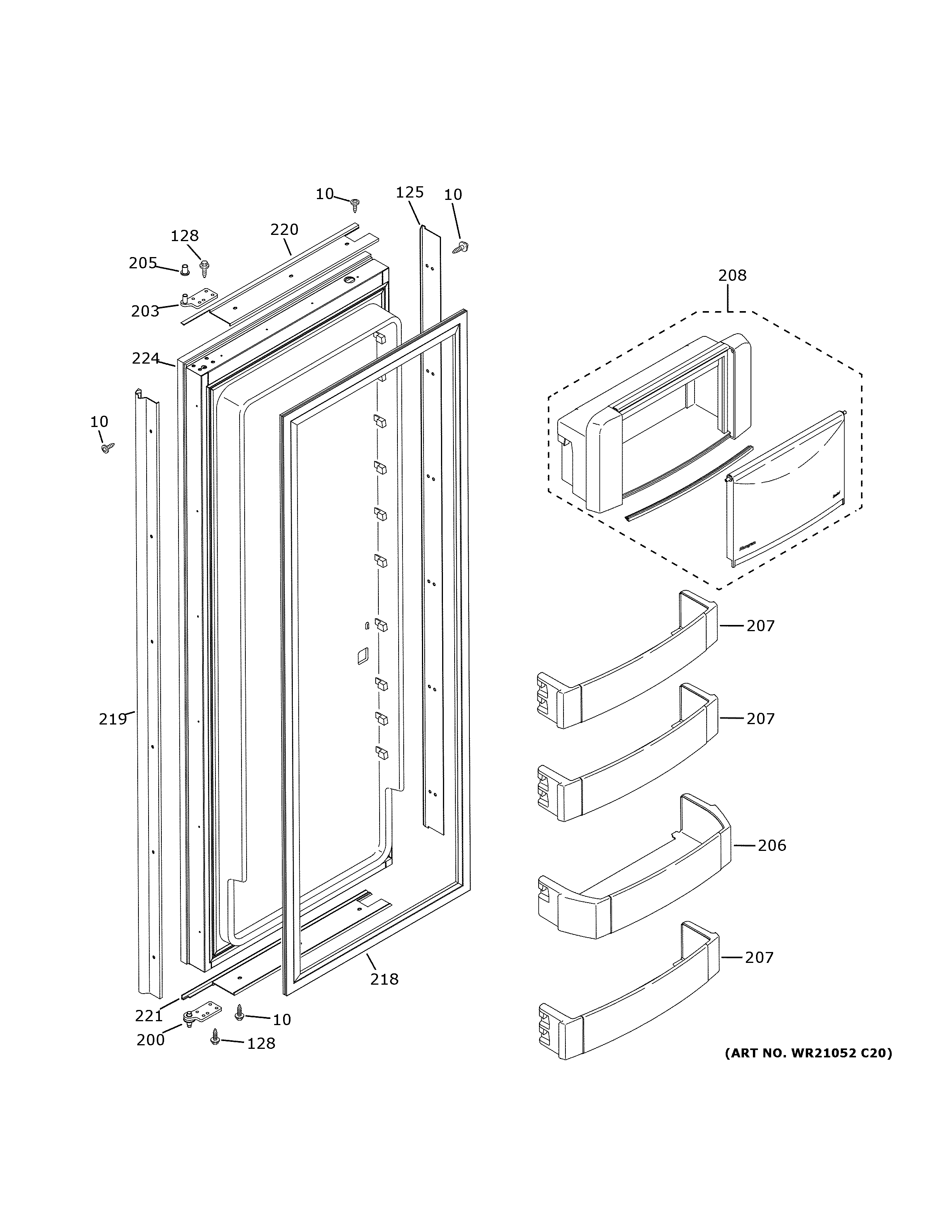 GE ZISB420DNBII fresh food door diagram