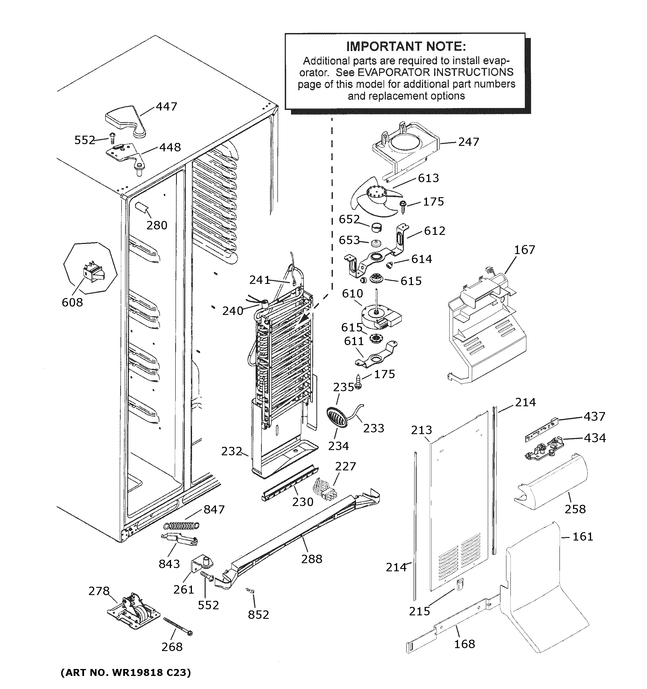GE GSE23GSKPCSS freezer section diagram