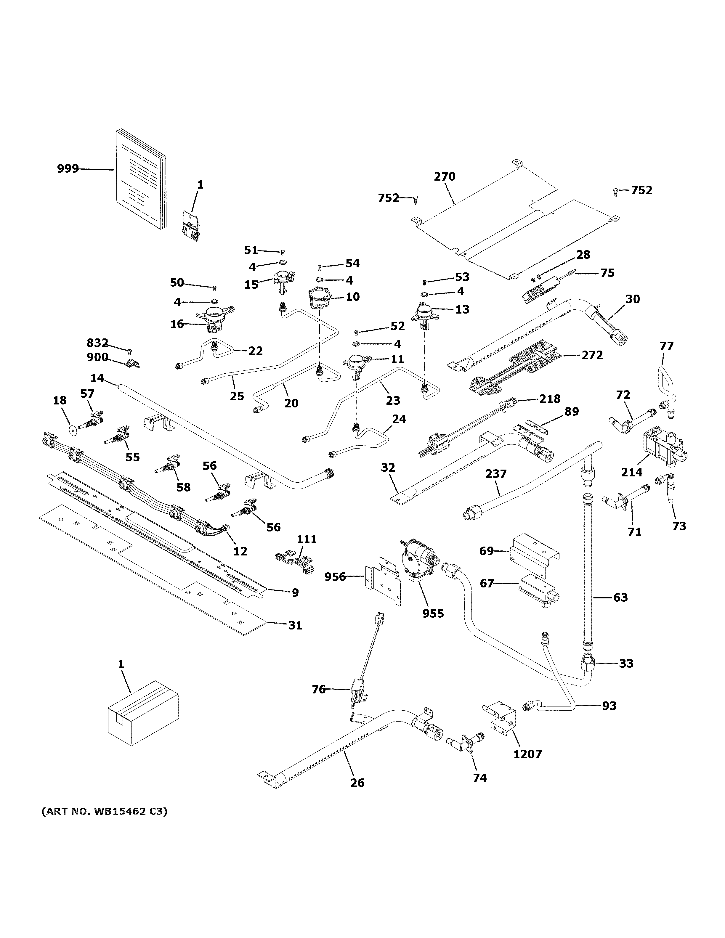 GE JGB860BEJ2TS gas & burner parts diagram