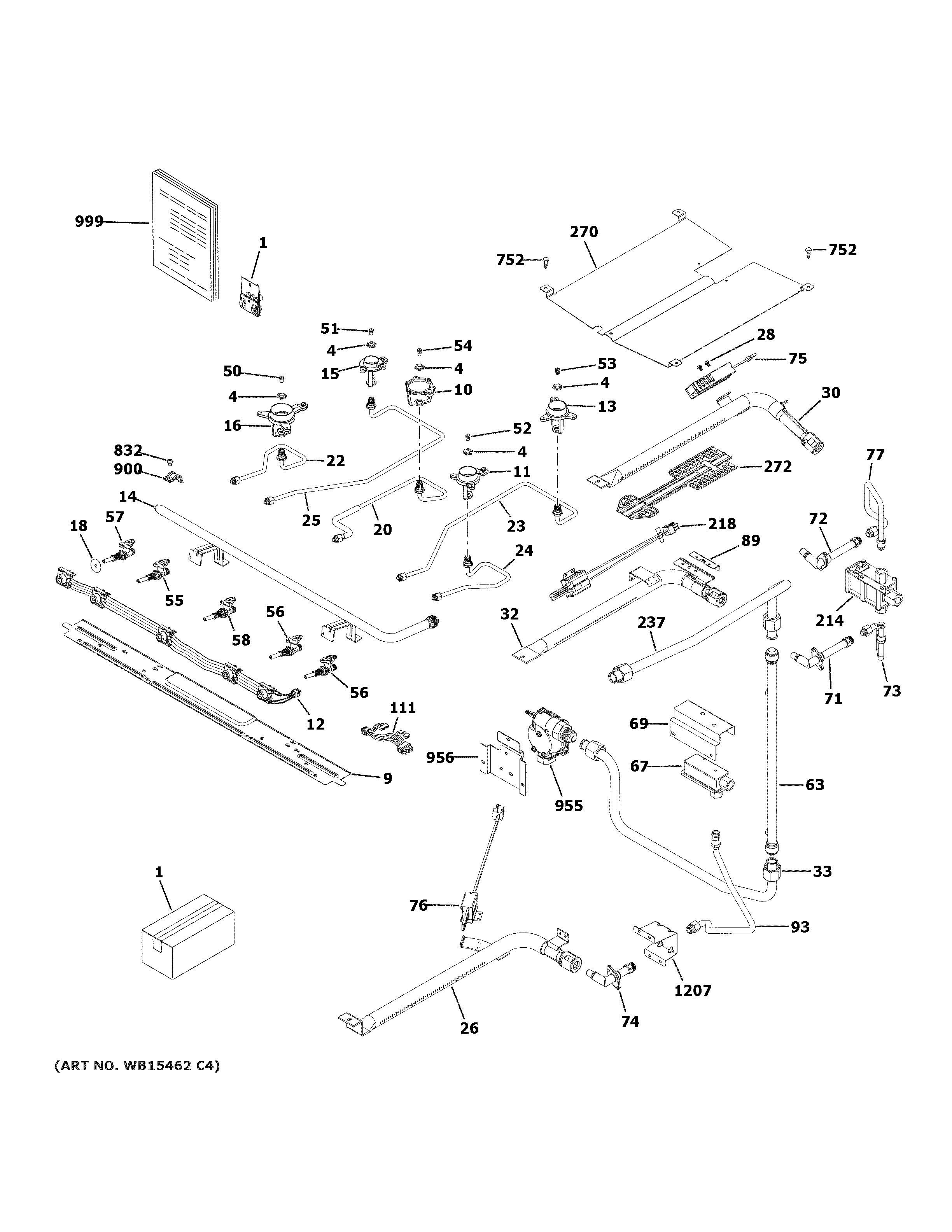 GE JGB860DEJ7BB gas & burner parts diagram