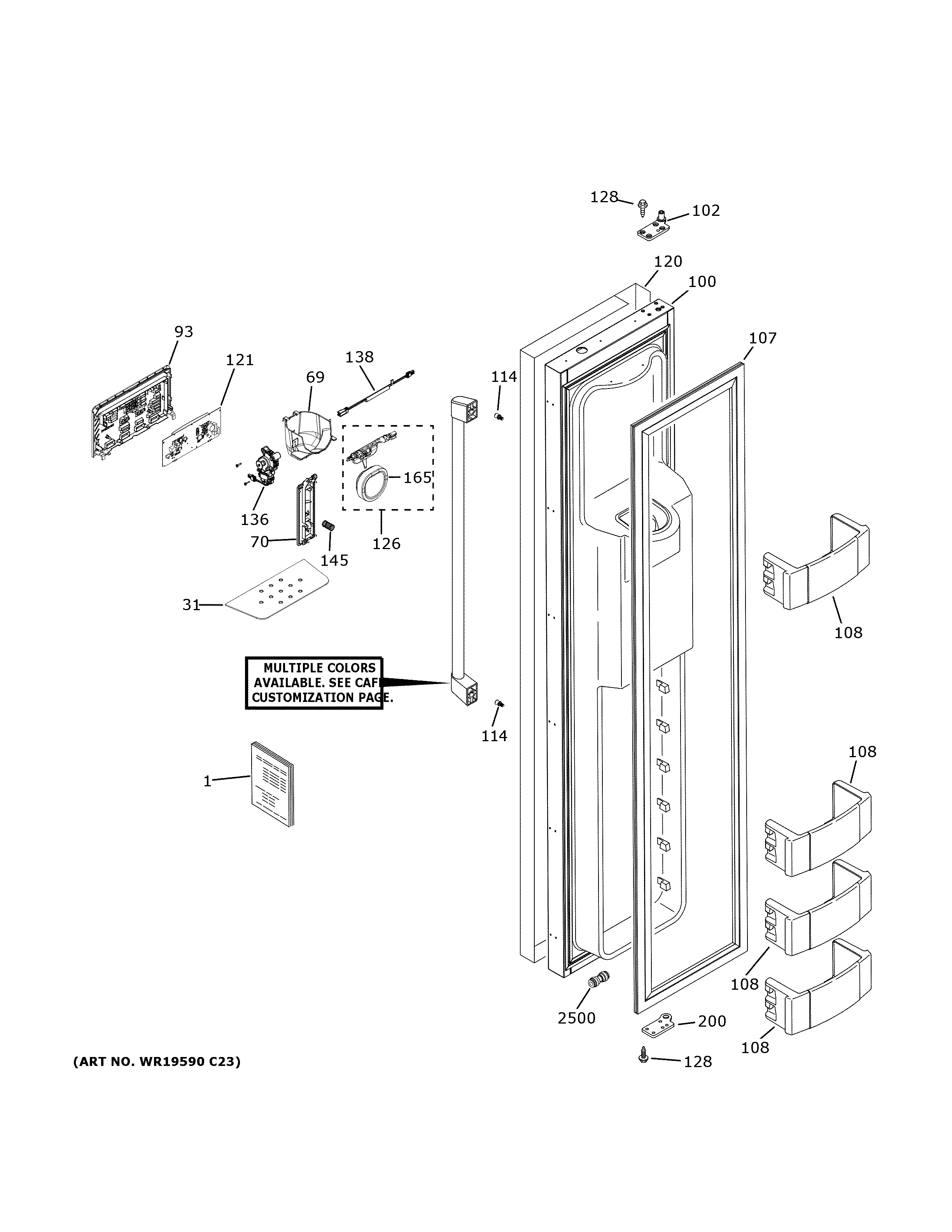 GE CSB48YP2NBS1 freezer door diagram