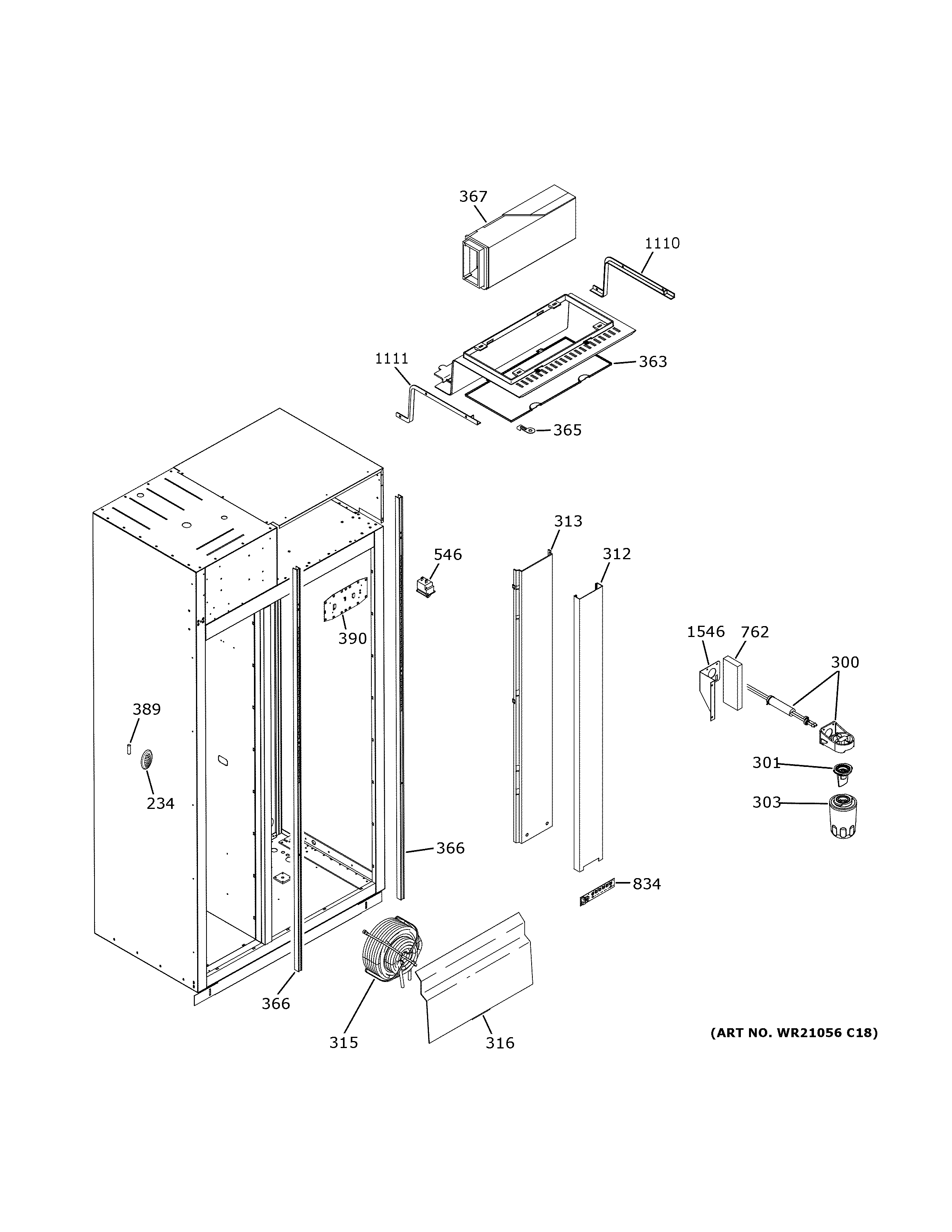 GE PSB48YSNBSS fresh food section diagram