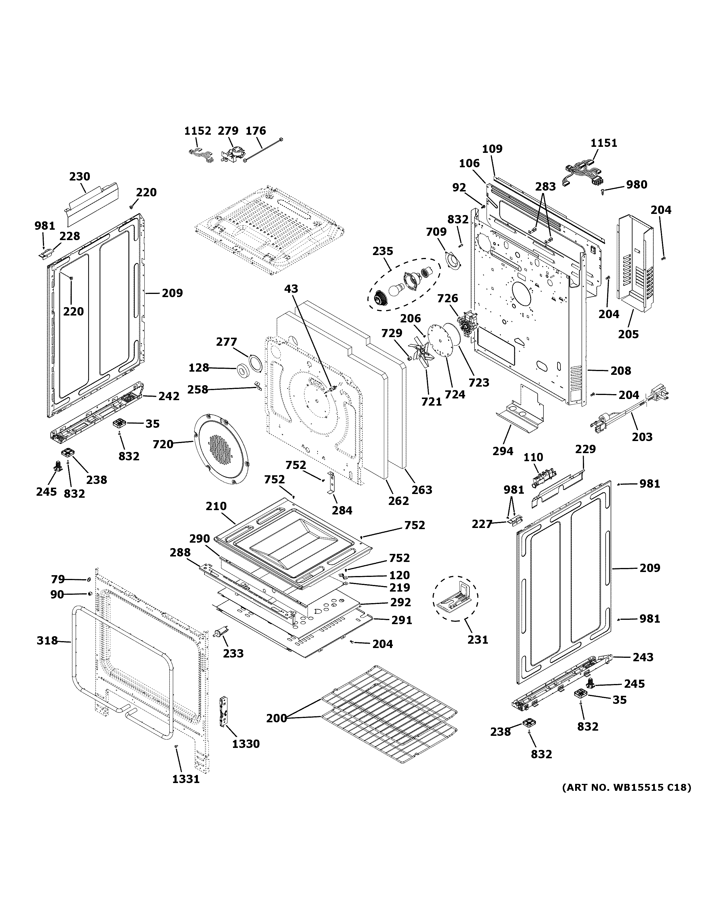 GE JGS760DEL3WW body parts diagram