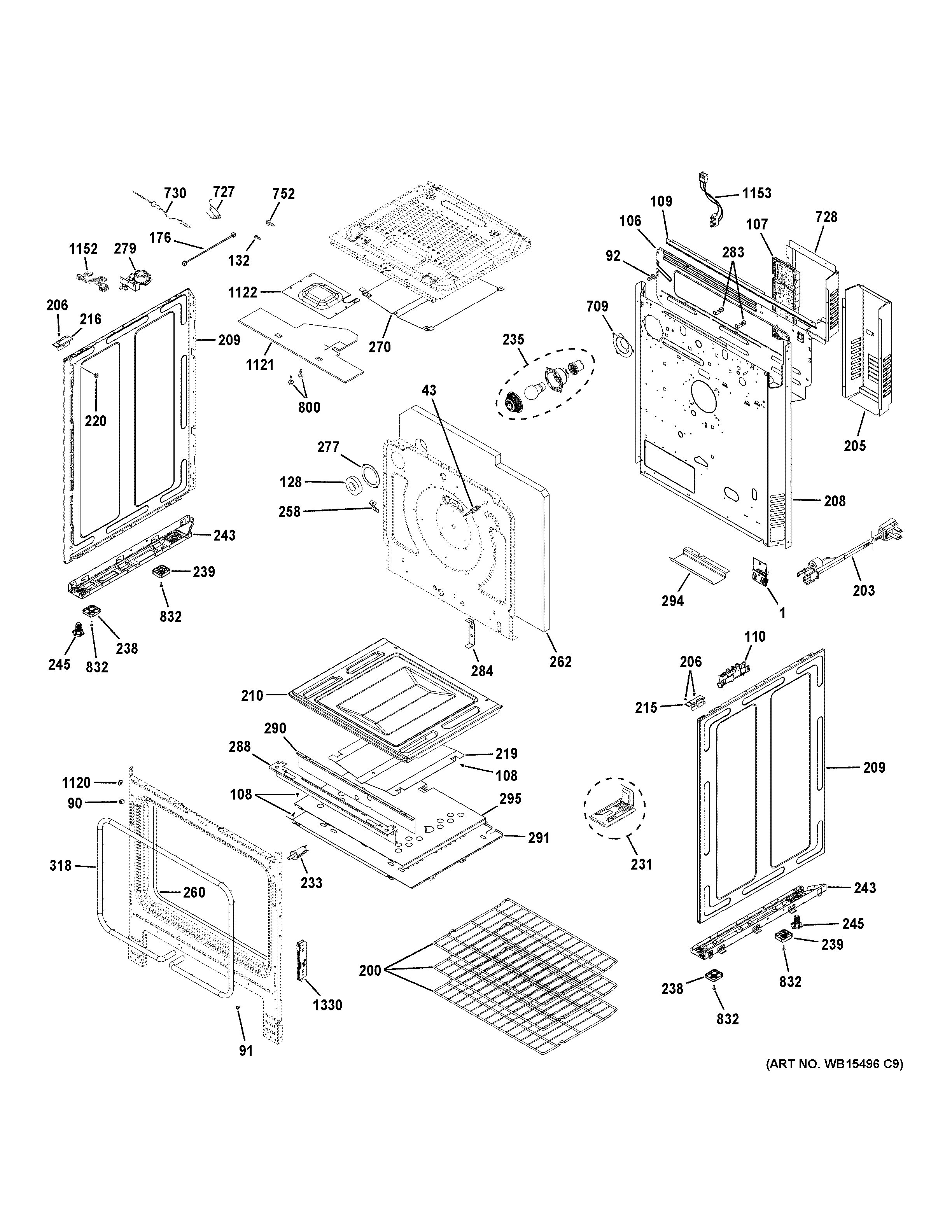 GE PGS930FEL3DS body parts diagram