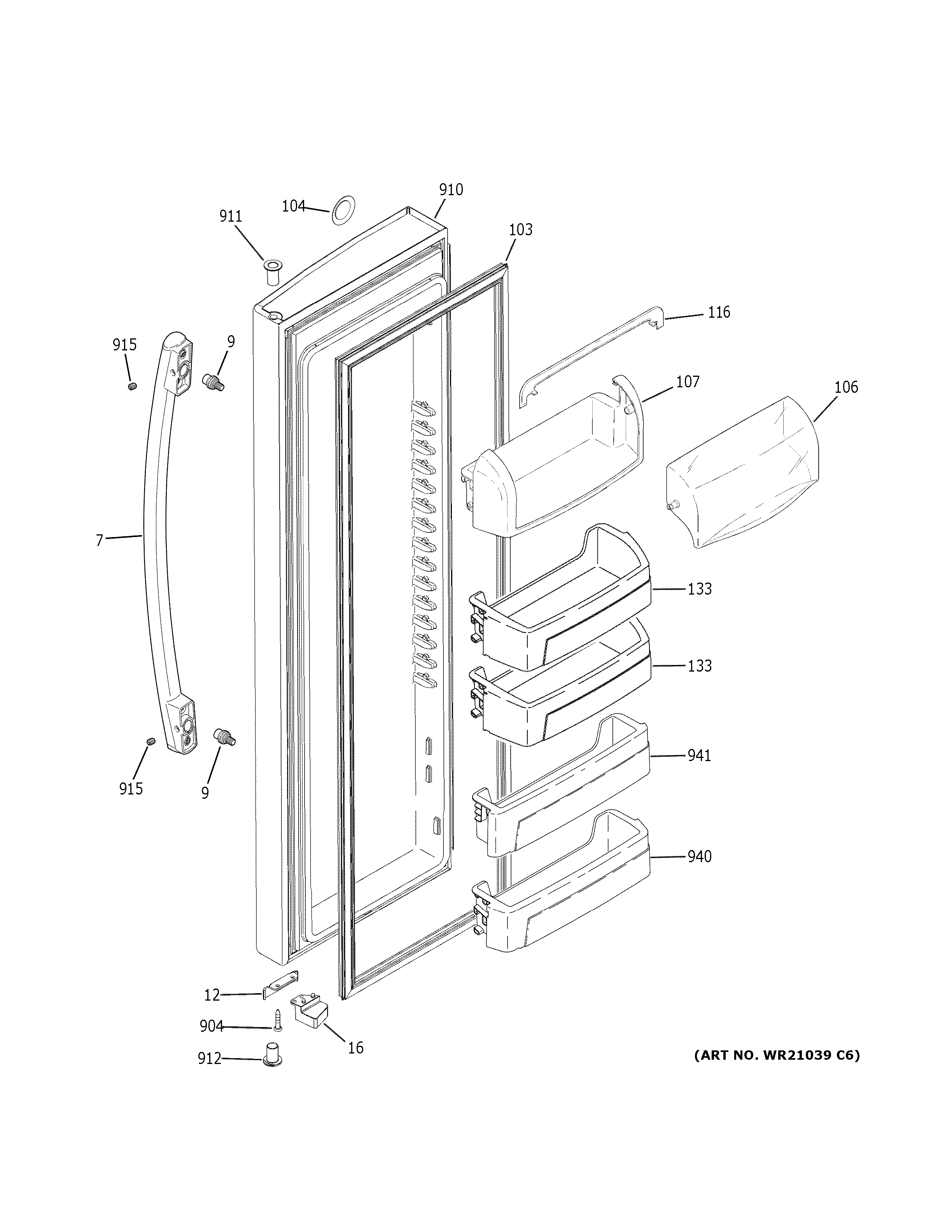 GE GZS22IENBHDS fresh food door diagram