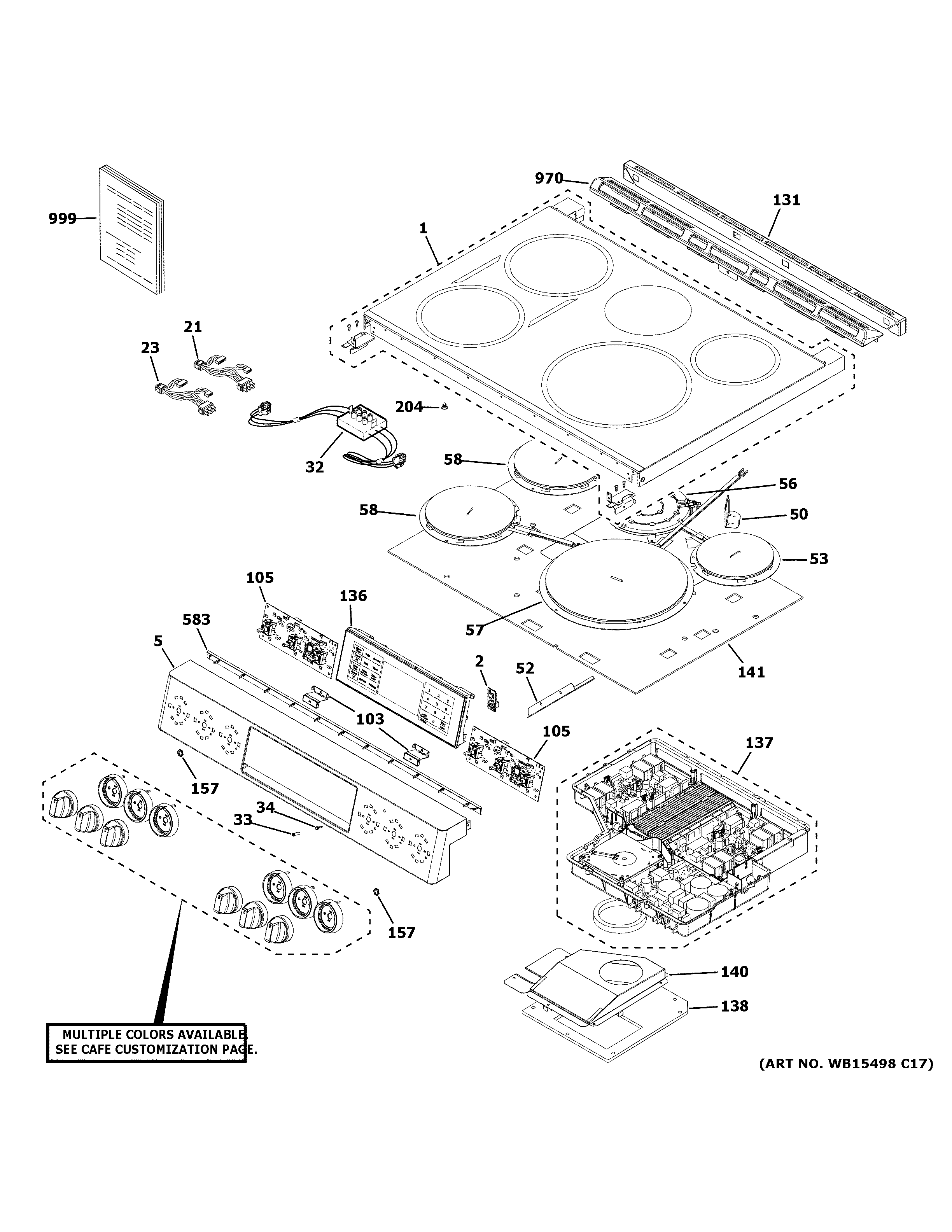 GE CHS950P3M2D1 control panel & cooktop diagram