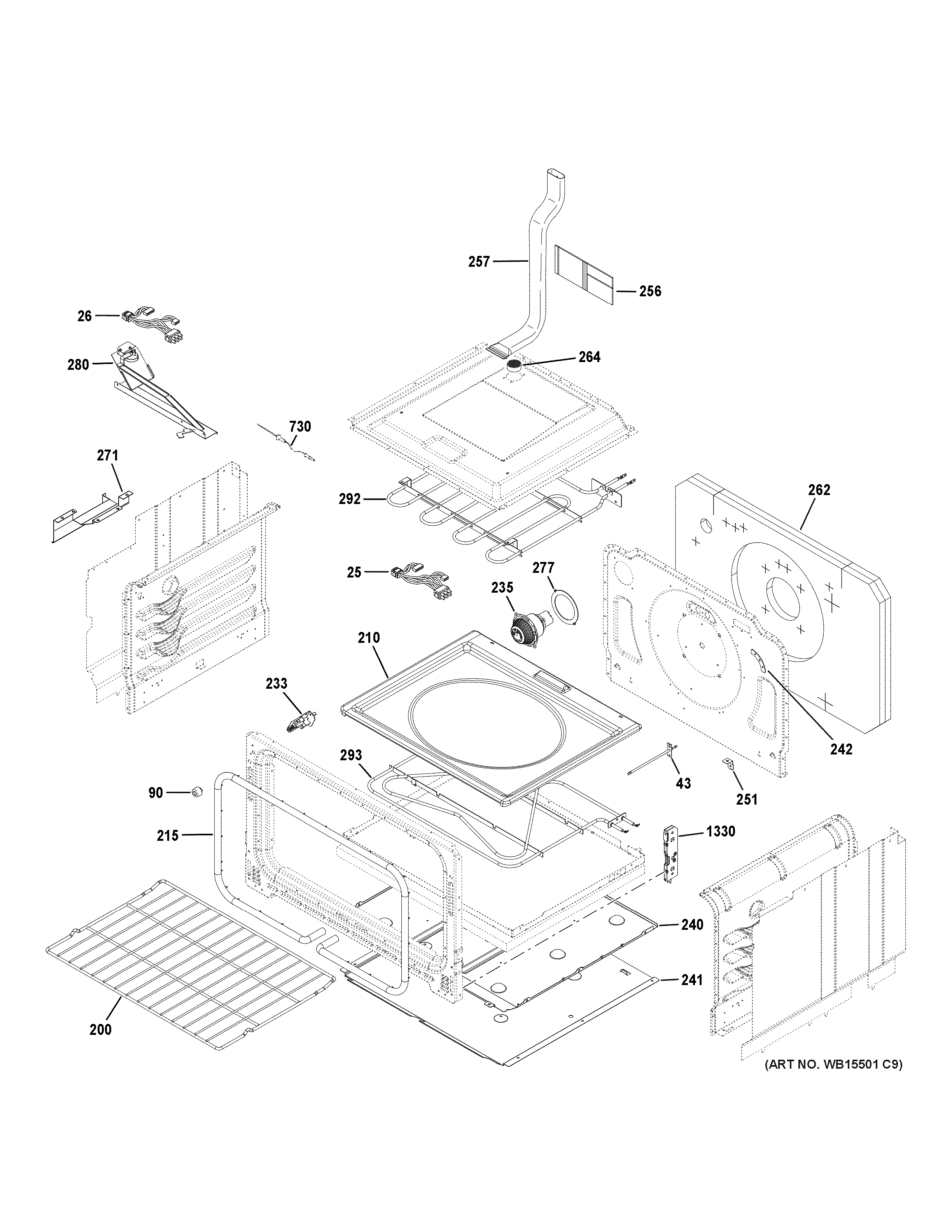 GE CHS950P3M2D1 lower oven diagram