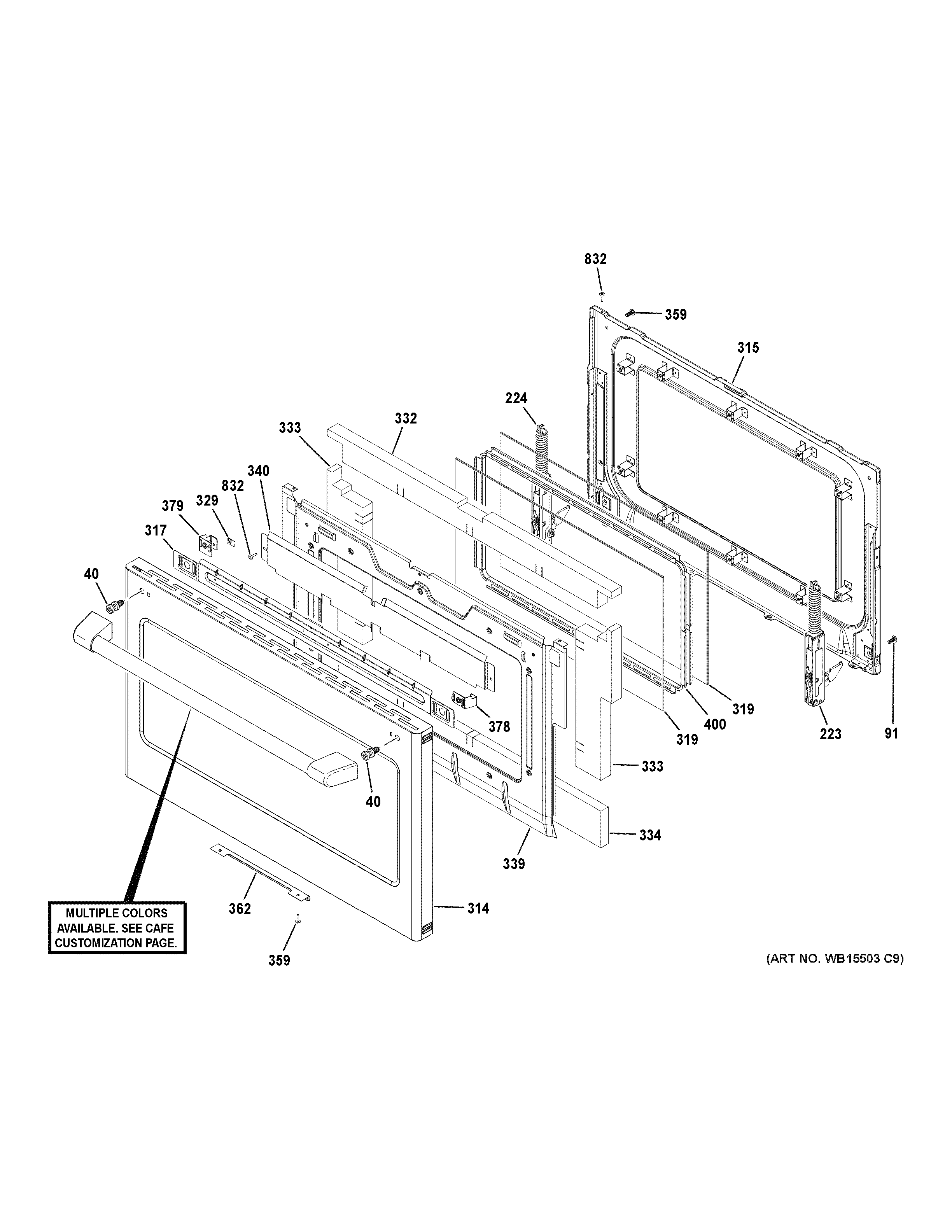 GE CHS950P3M2D1 lower door diagram