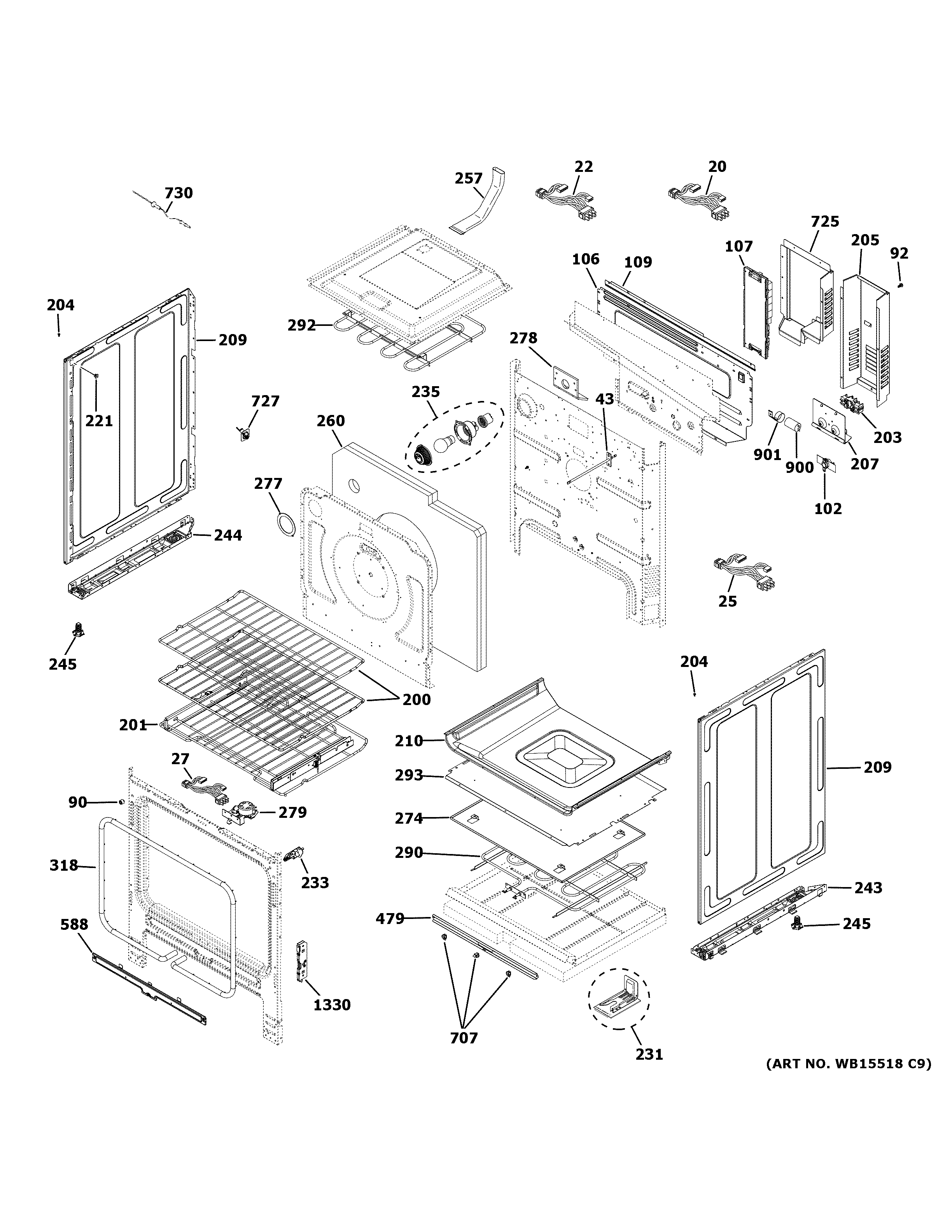 GE CHS900P2M2S1 body parts diagram