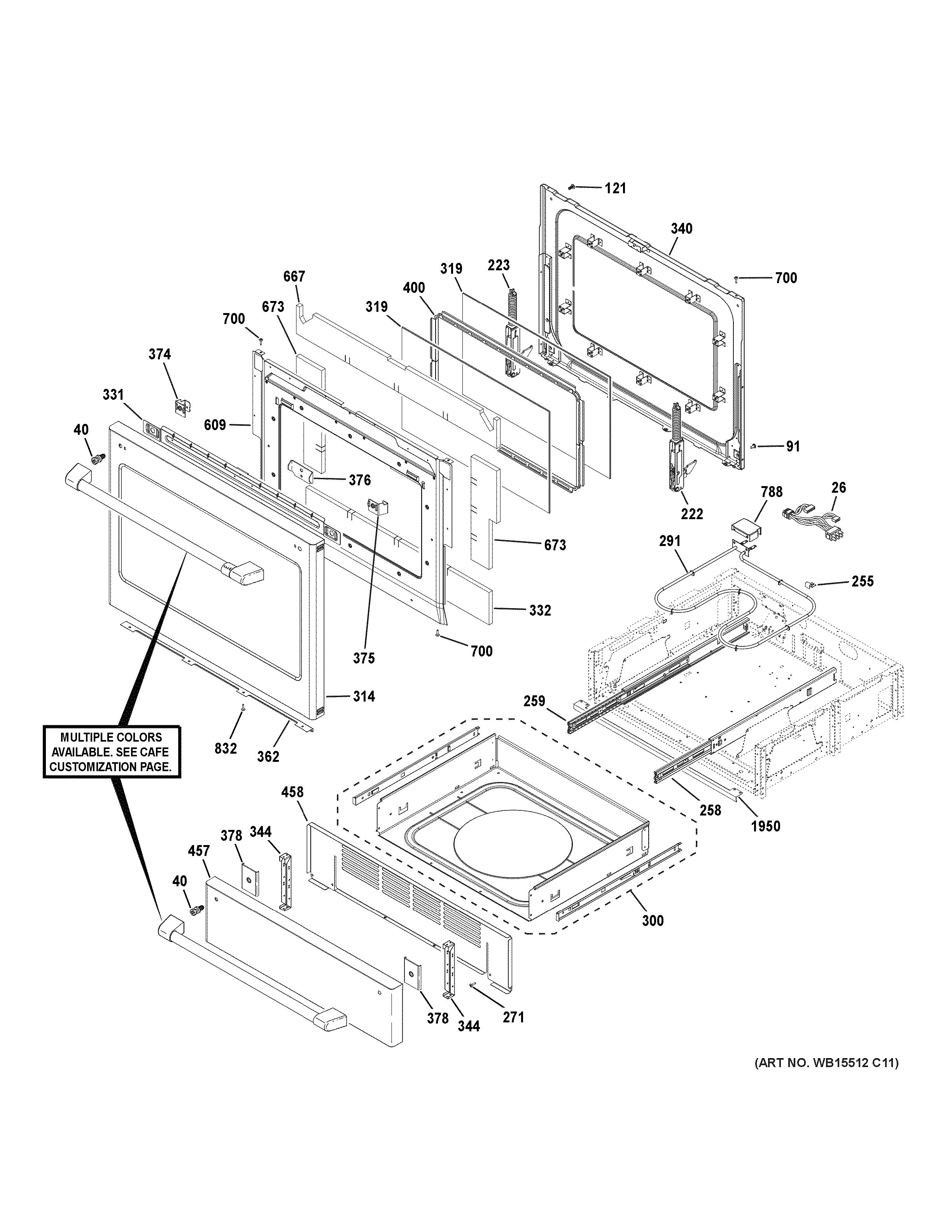 GE CHS900P2M2S1 door & drawer parts diagram