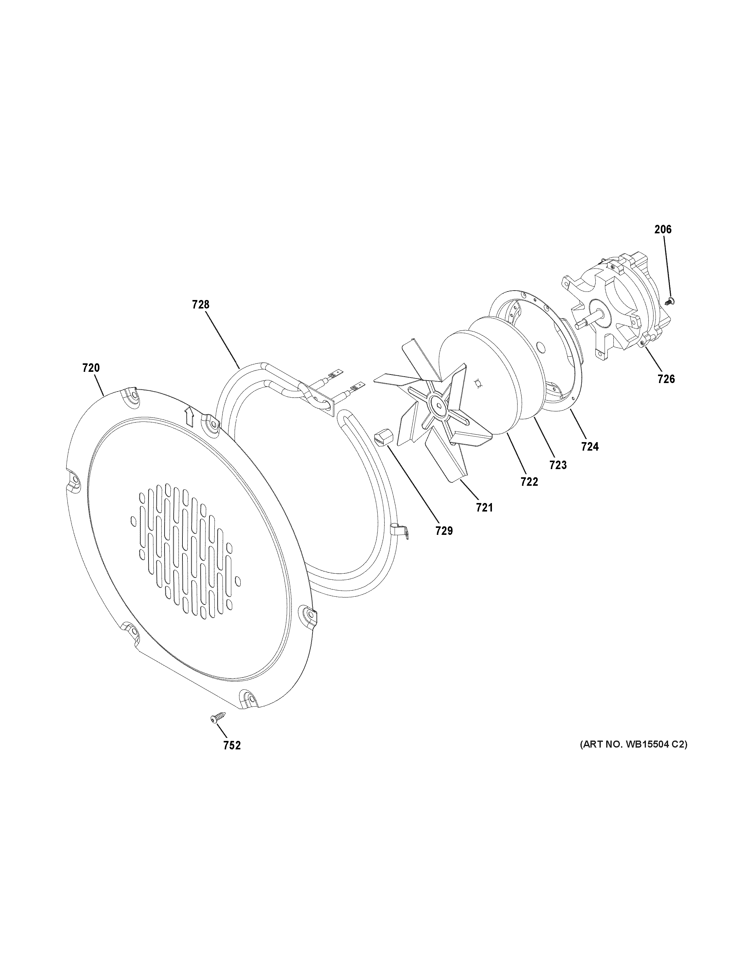 GE CHS900P2M2S1 convection fan diagram