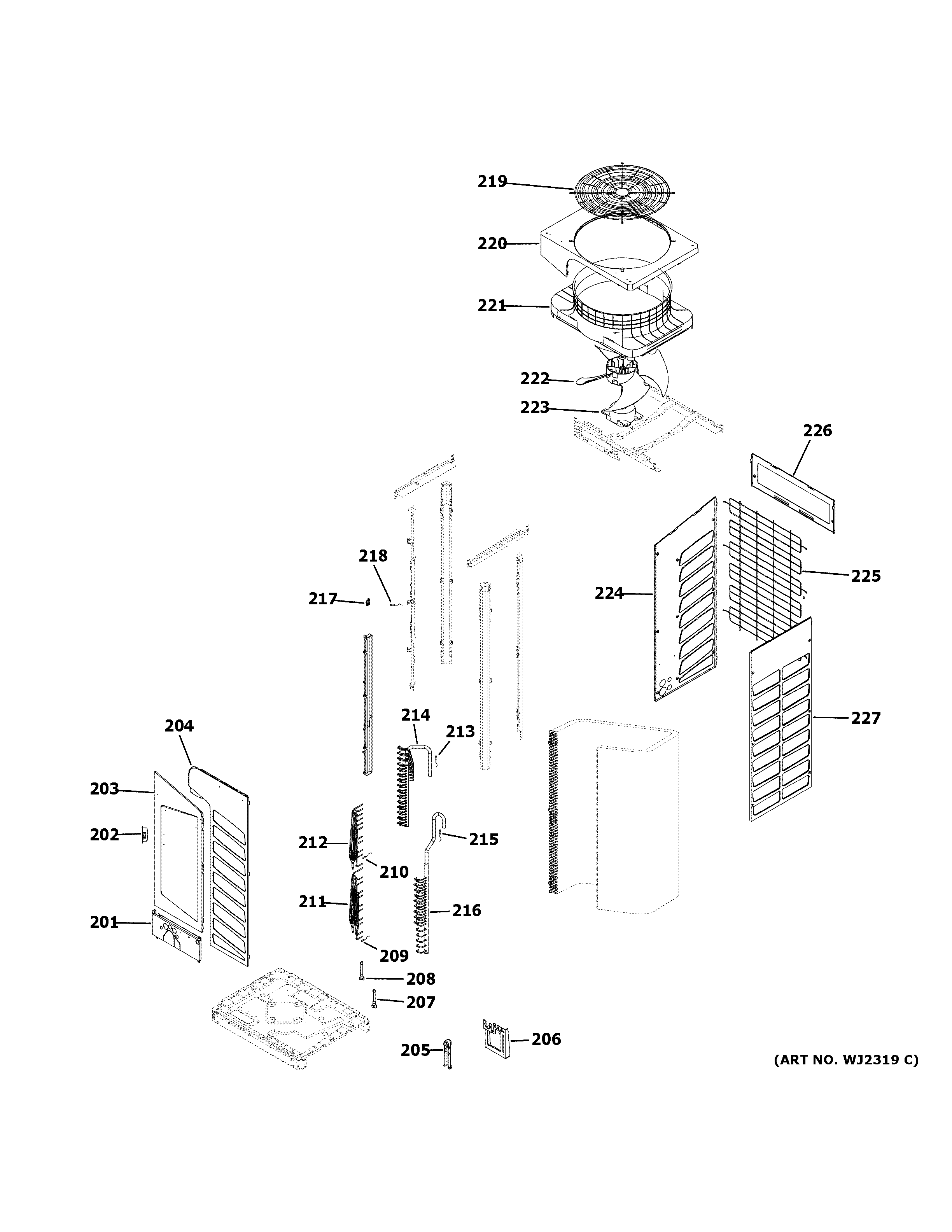 Haier MVHP072ME2CA1 motor & chassis parts diagram