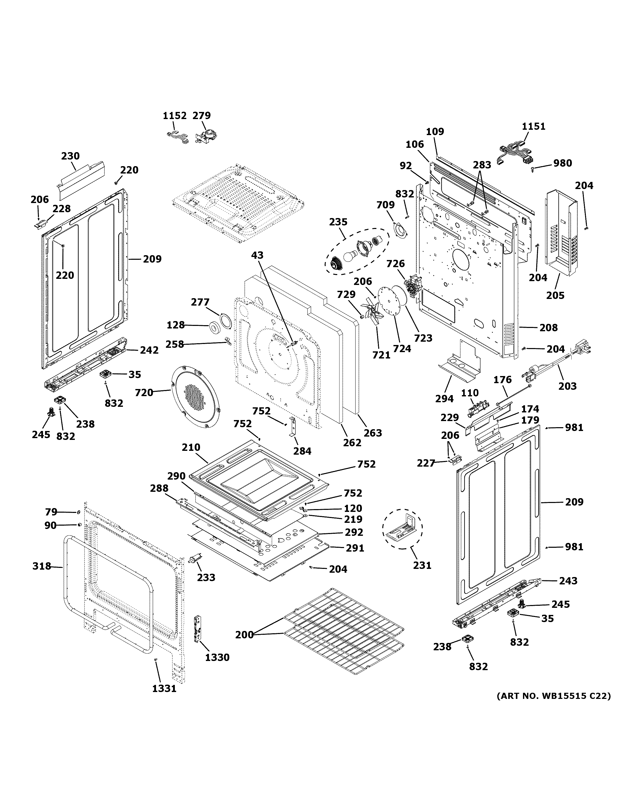 GE JGS760BEL4TS body parts diagram