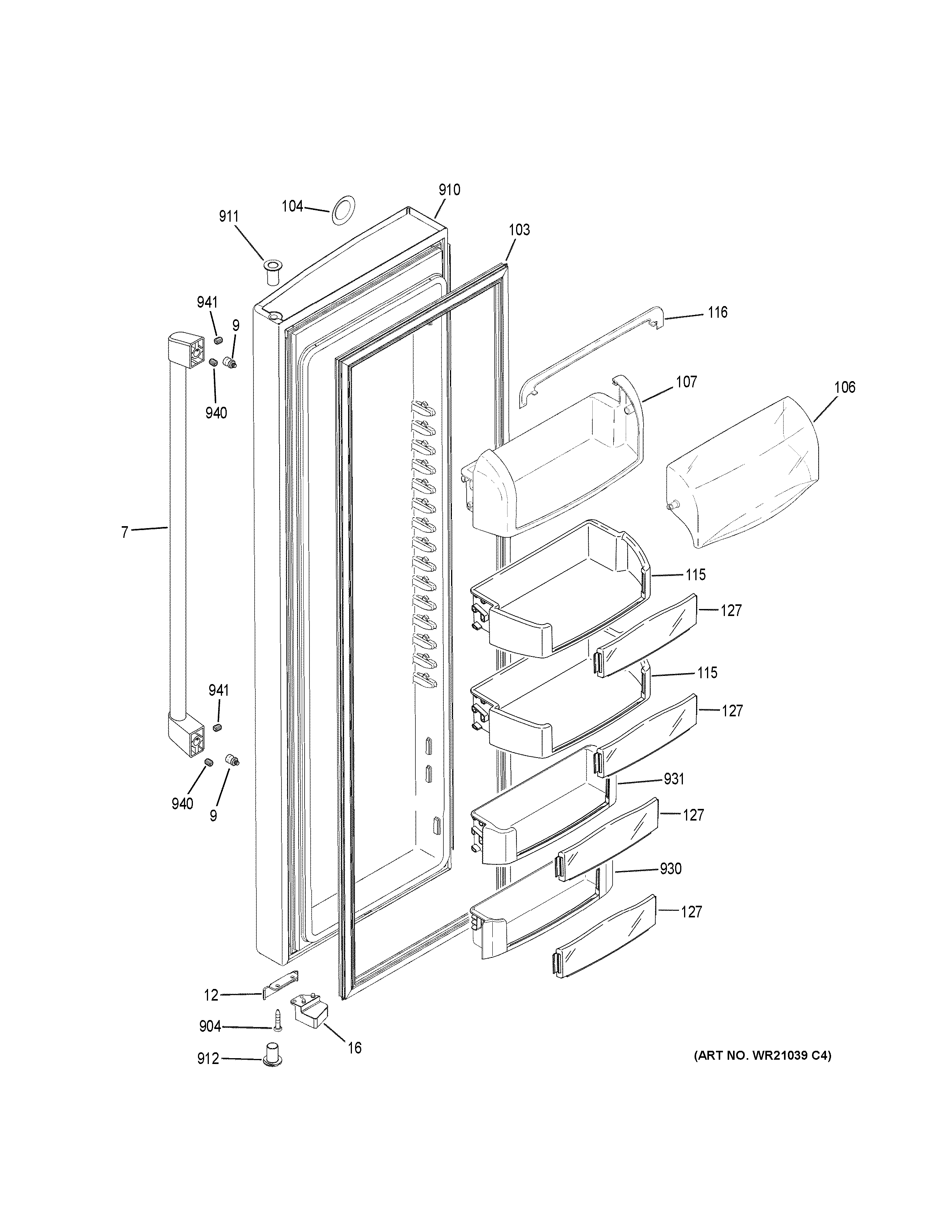 GE CZS22MSKGHSS fresh food door diagram