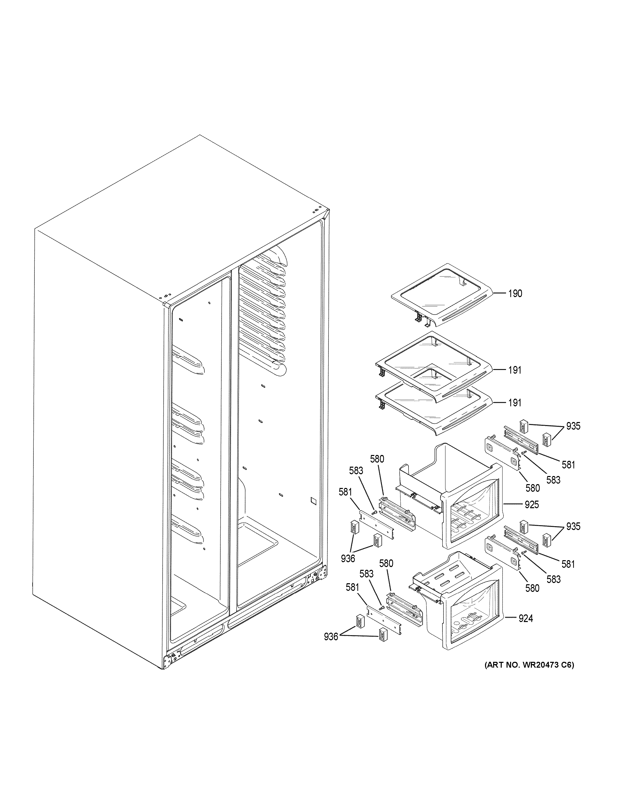 GE CZS22MSKGHSS freezer shelves diagram